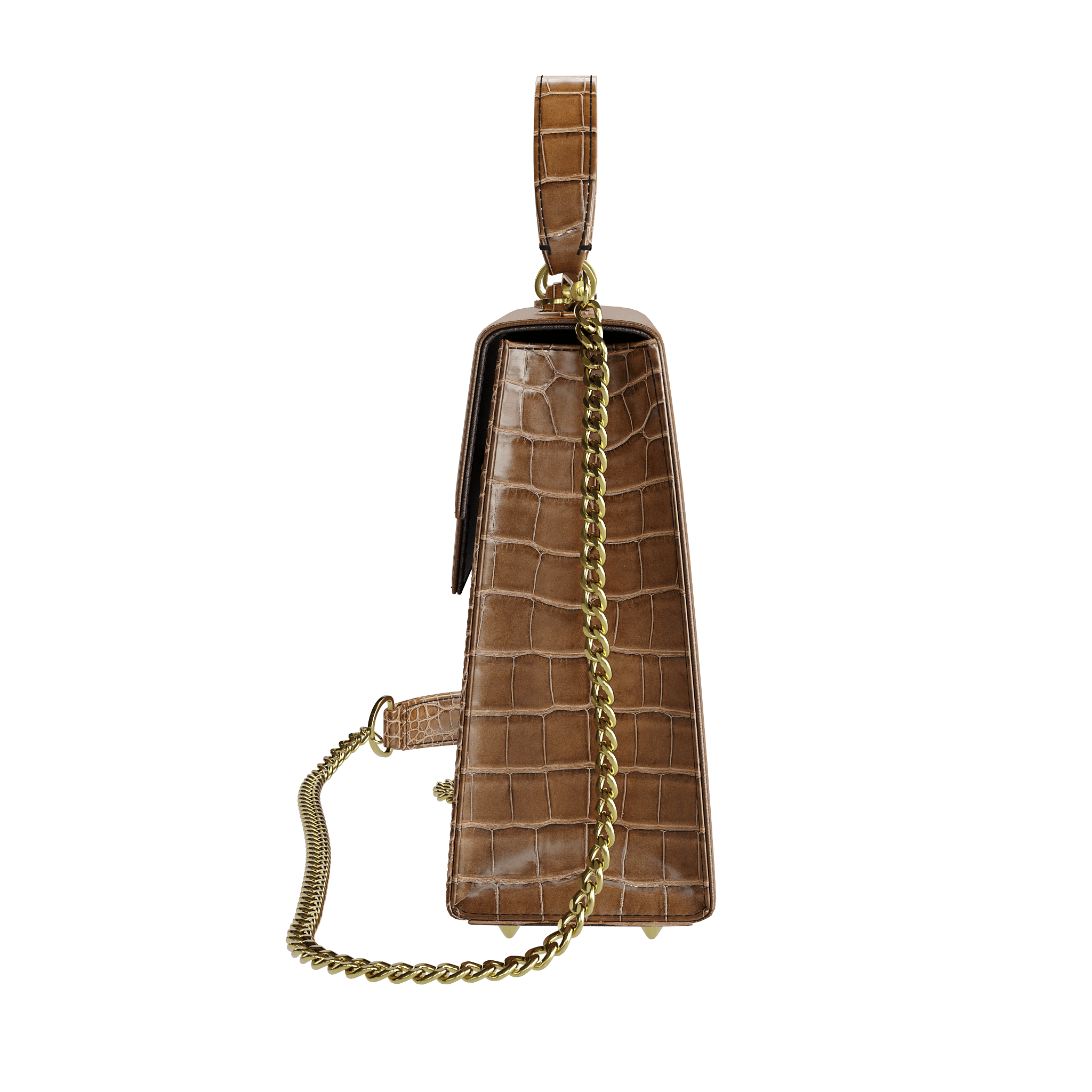 Authentic Alligator Box Handbag With Havana Brown Flap - Zelli Handbags