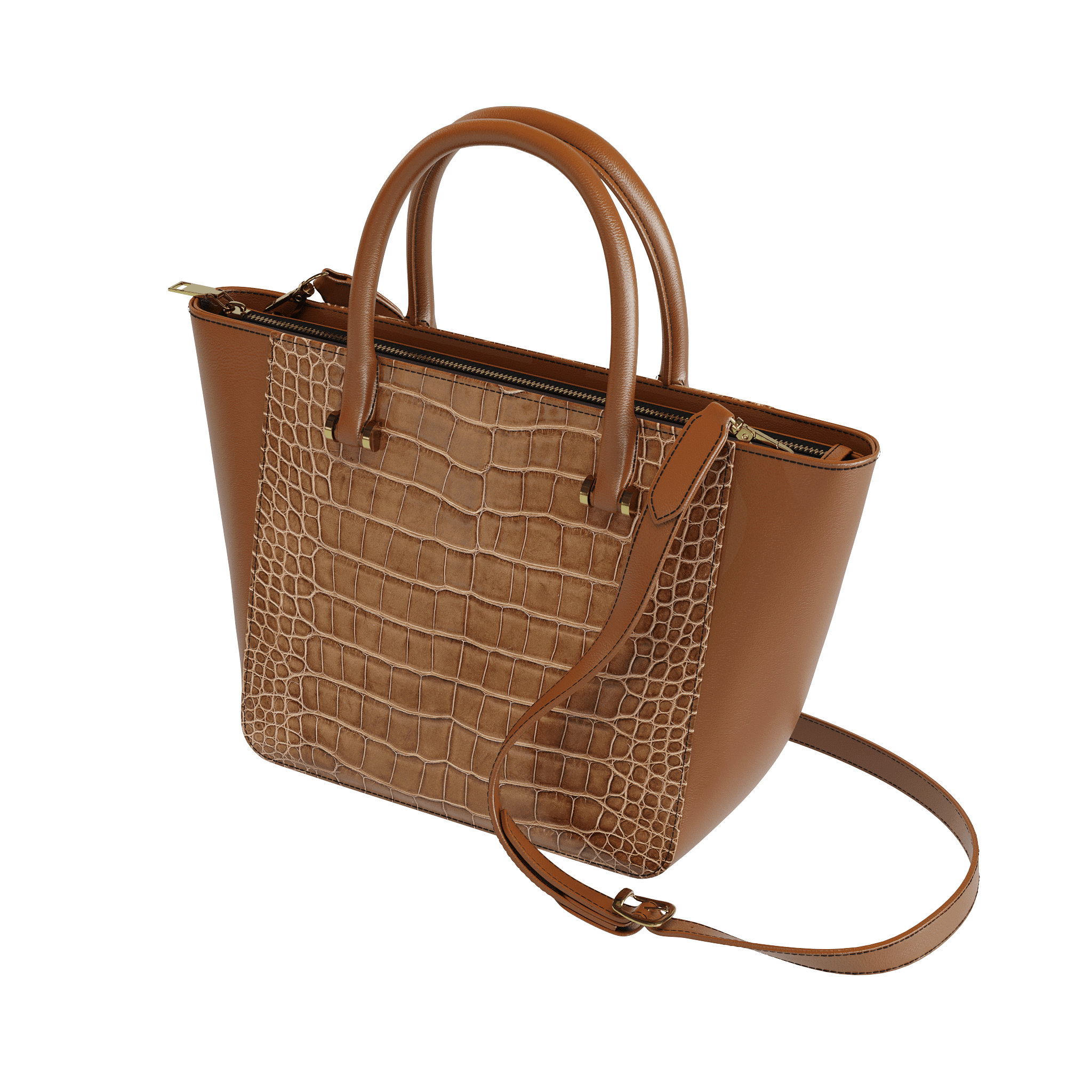 Authentic Alligator Tote With Rich Chocolate Accents - Zelli Handbags