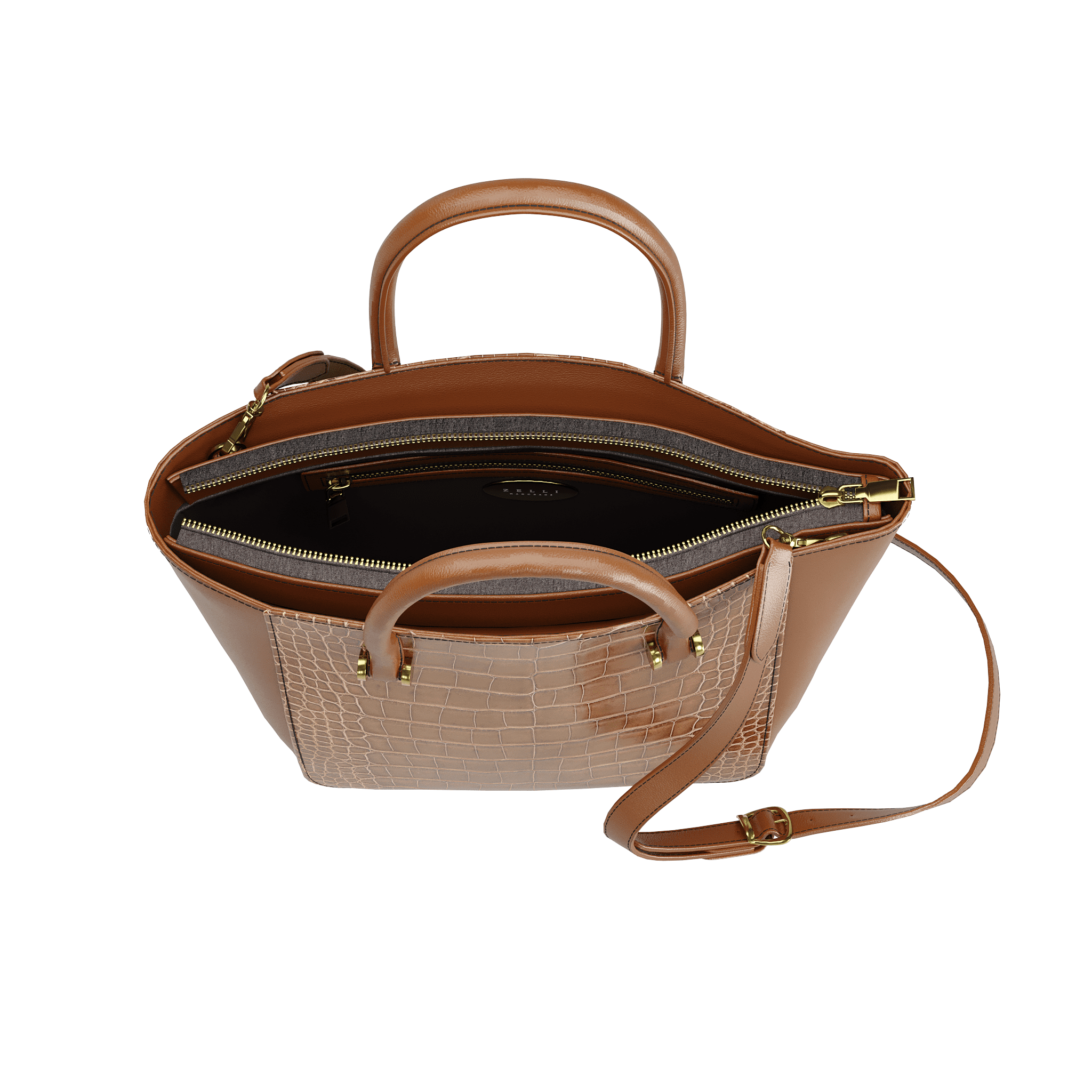 Authentic Alligator Tote With Rich Chocolate Accents - Zelli Handbags