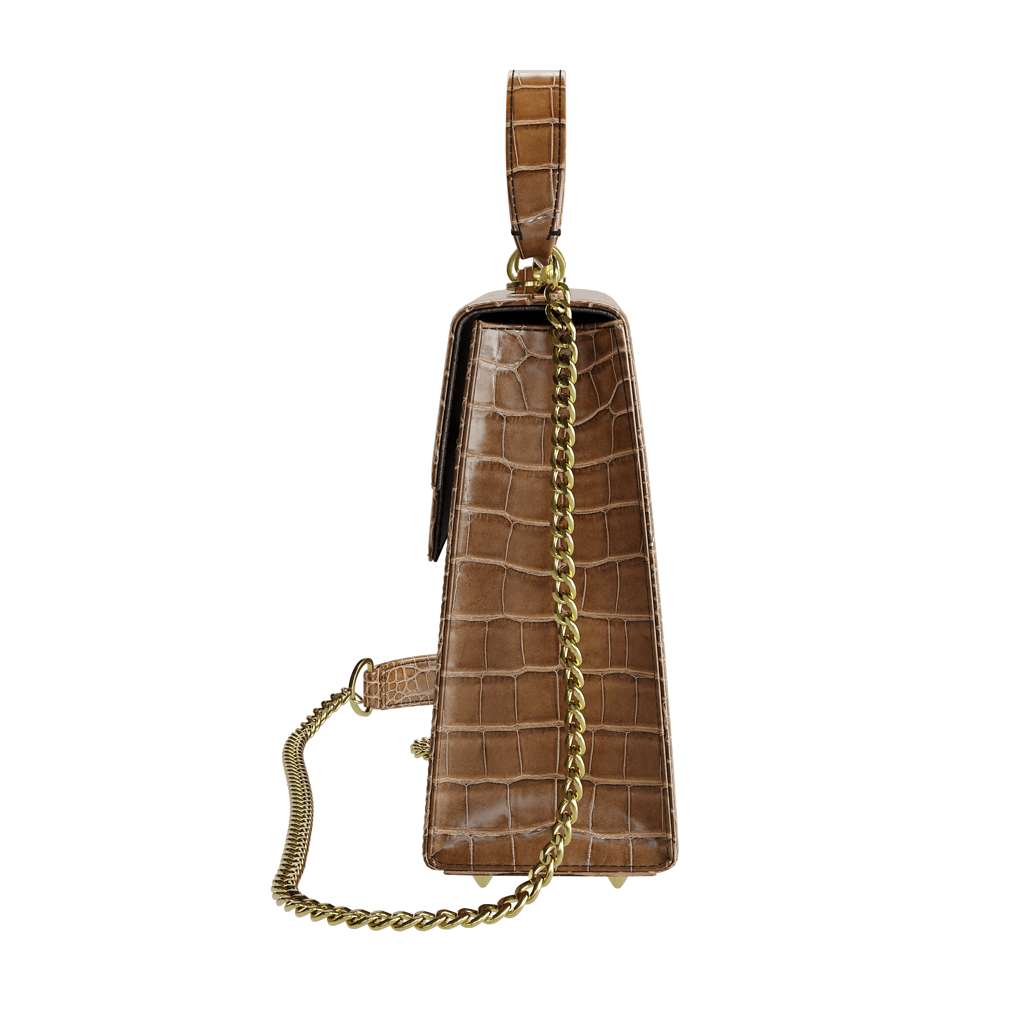 Authentic Brown Alligator Formal Box Handbag - Zelli Handbags