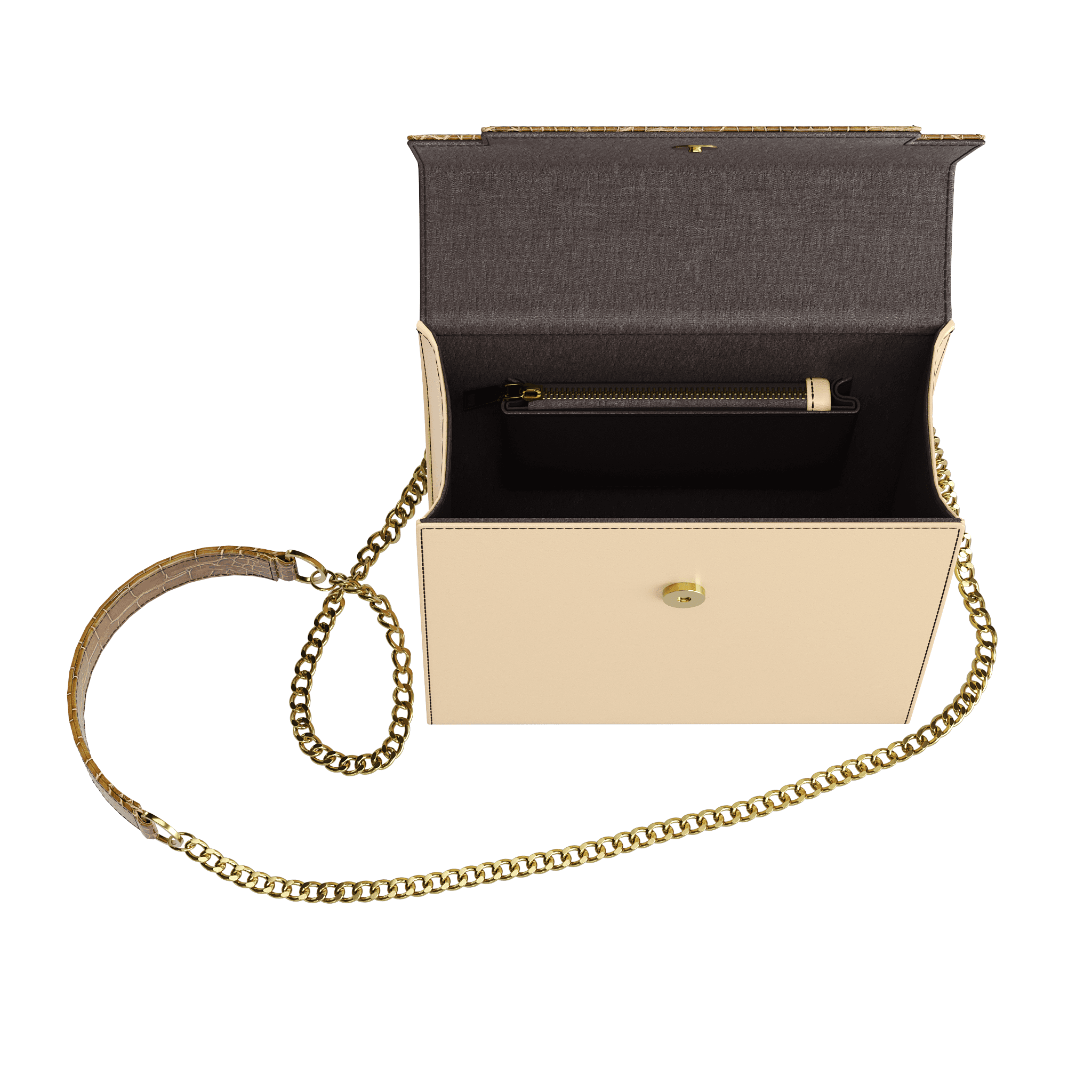 Authentic Brown Alligator Handbag With Natural Vachetta - Zelli Handbags