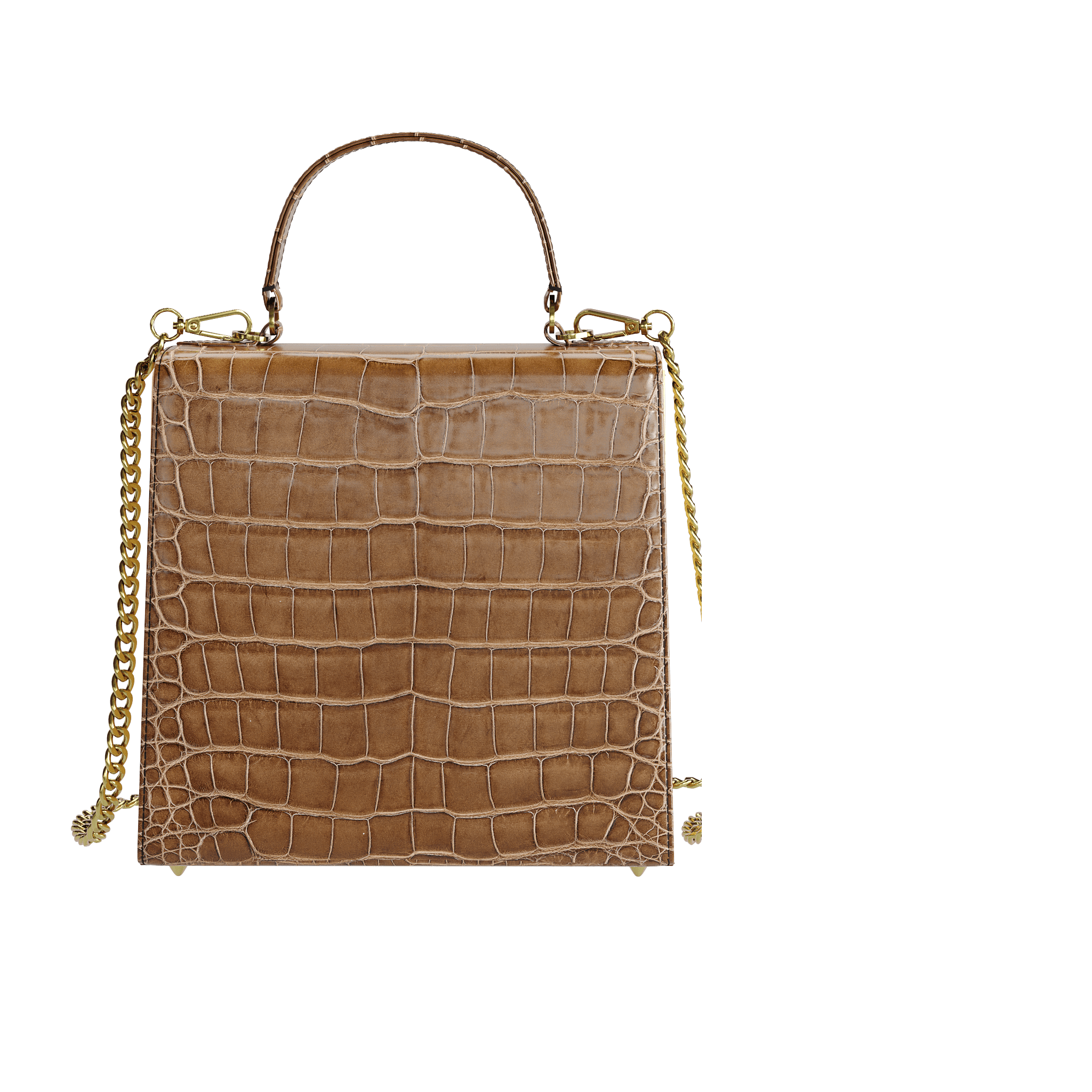Authentic Brown Alligator Handbag With Natural Vachetta - Zelli Handbags