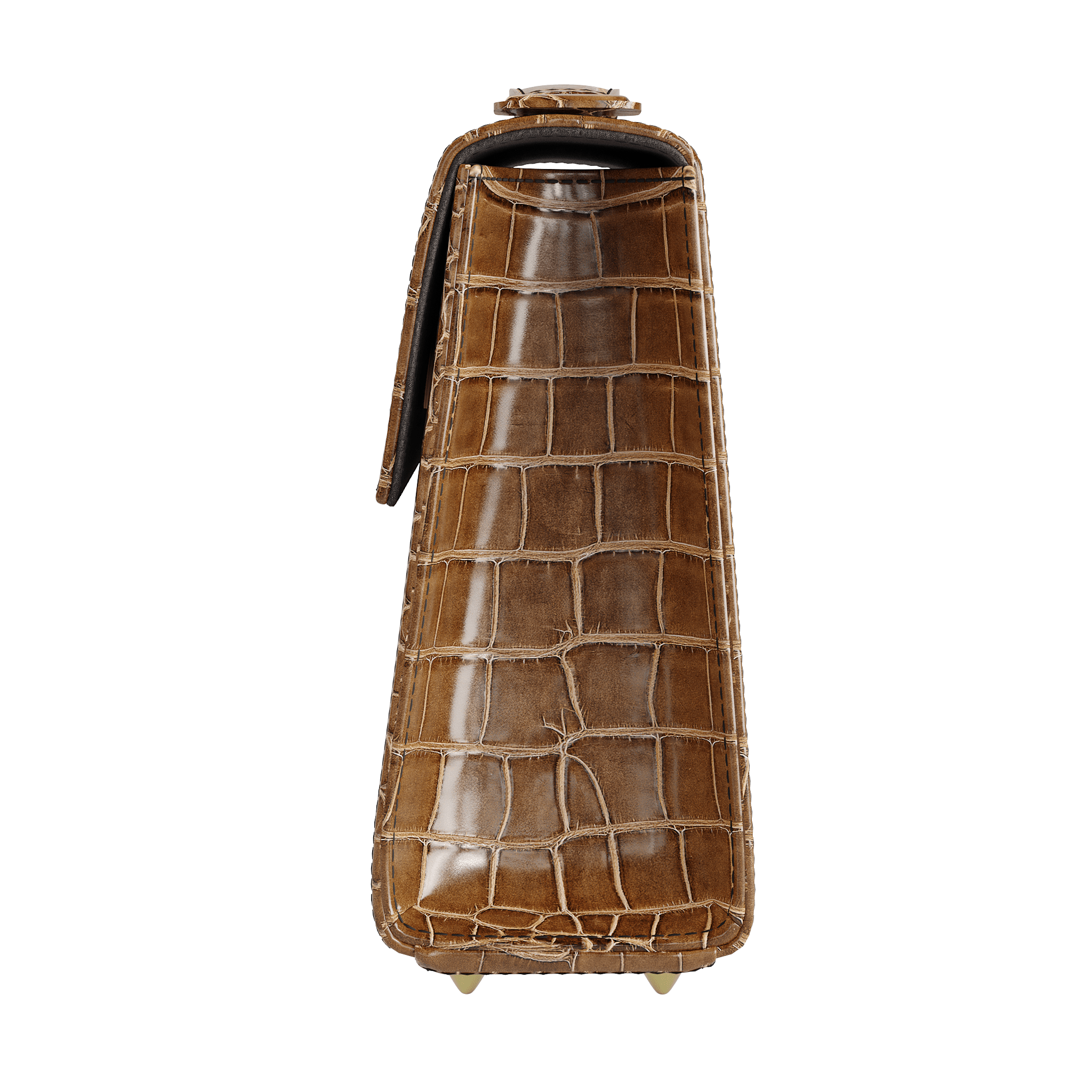 Authentic Luxury Brown Alligator Handbag With Box Style Design - Zelli Handbags