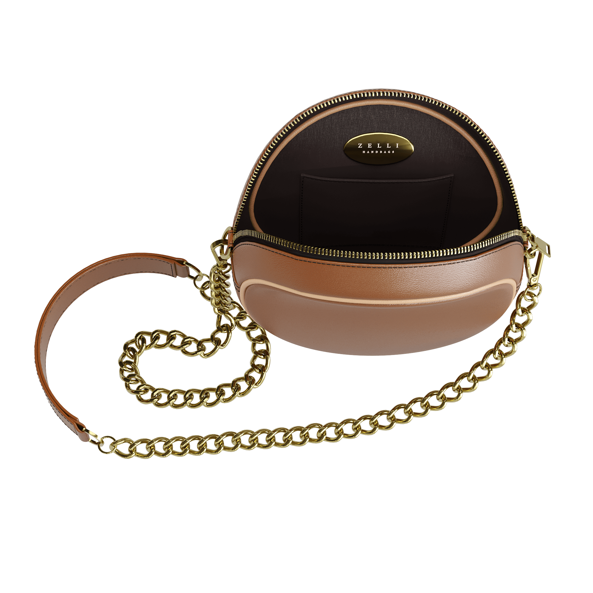 Brown Vegetable Tanned Brown Handbag With Patina Piping - Zelli Handbags