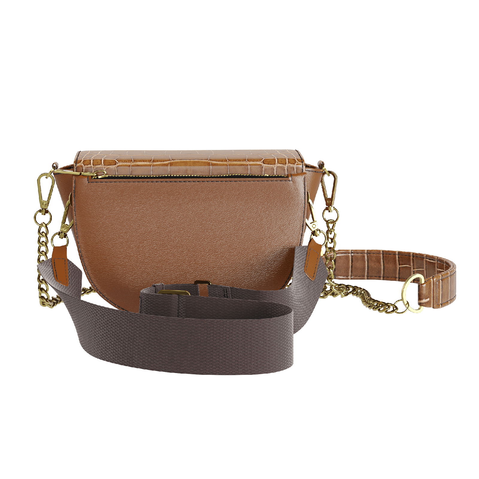 Cafe Alligator Hip Bag With Havana Brown Body - Zelli Handbags