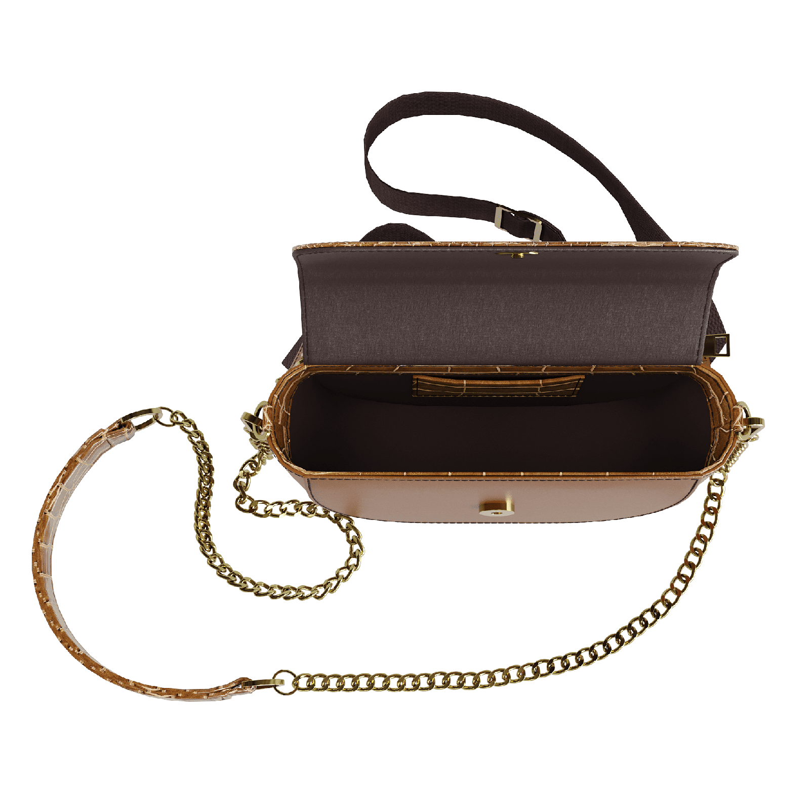 Cafe Alligator Hip Bag With Havana Brown Body - Zelli Handbags