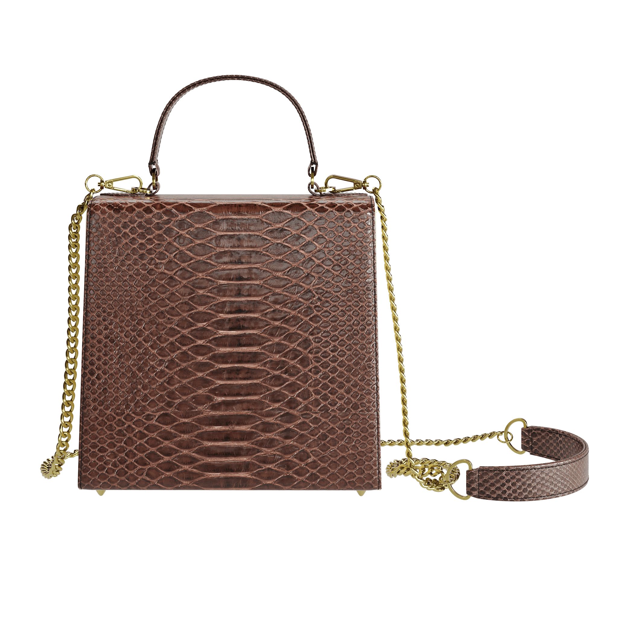 Cream Box Bag With Brown Python Flap - Zelli Handbags