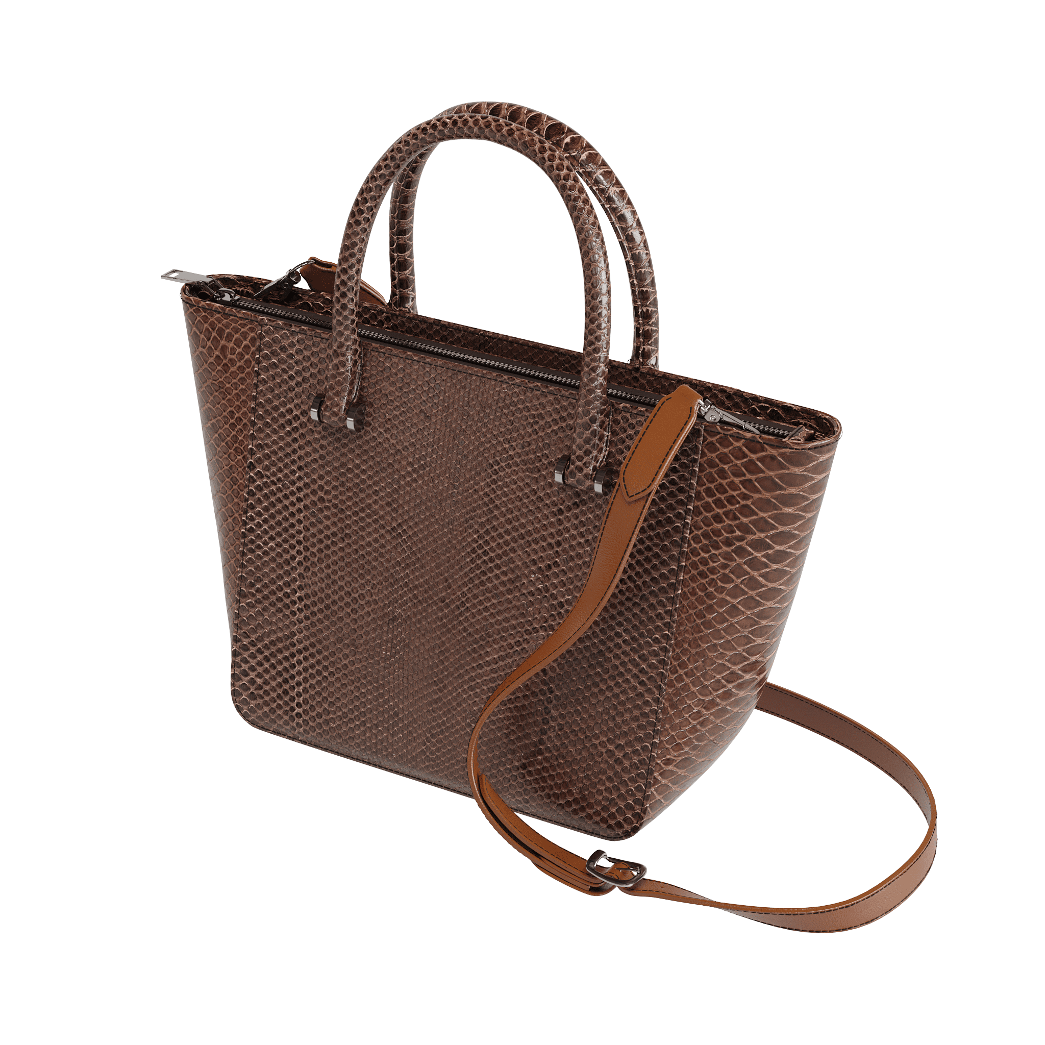 Dark Brown Fine Scale Authentic Python Tote - Zelli Handbags