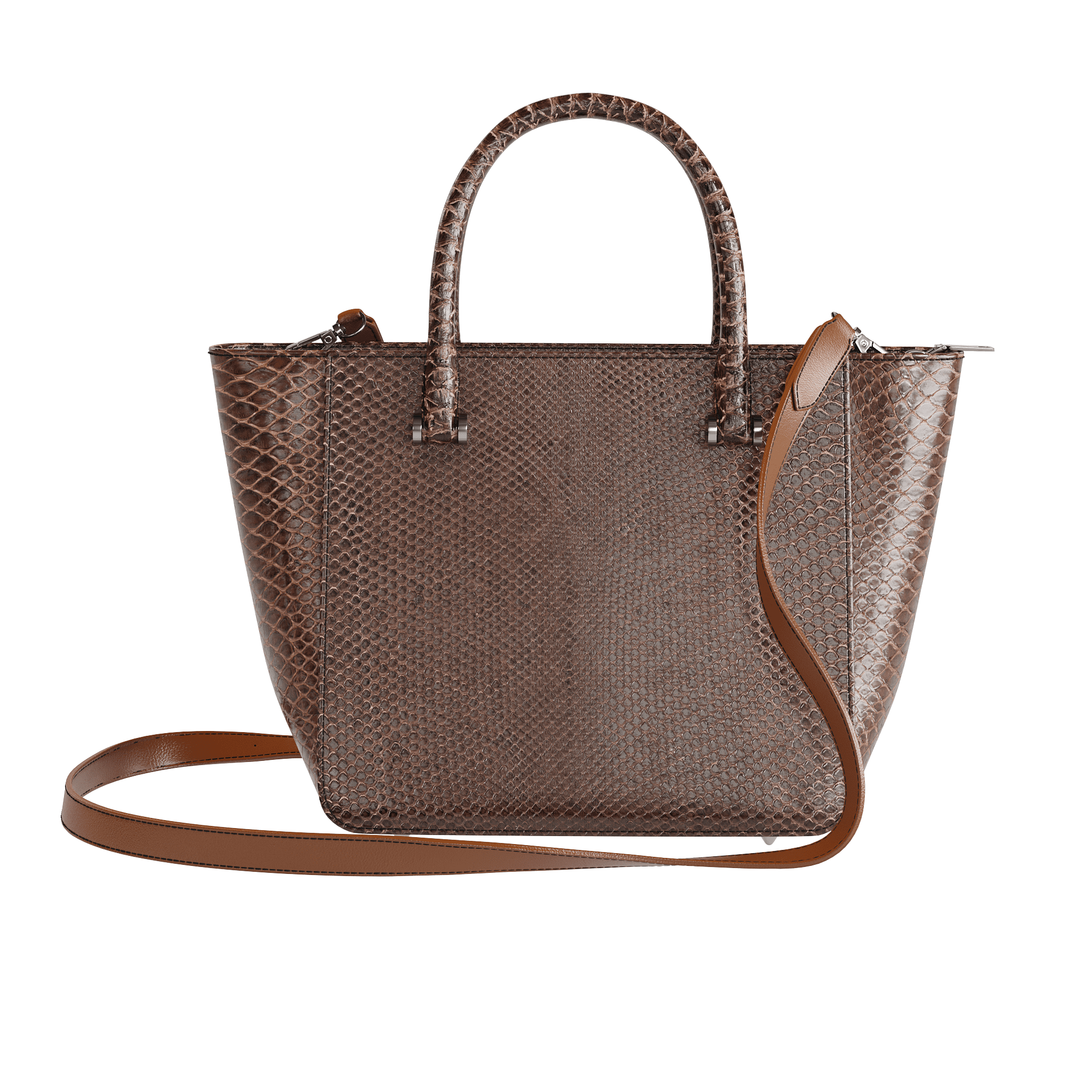 Dark Brown Fine Scale Authentic Python Tote - Zelli Handbags