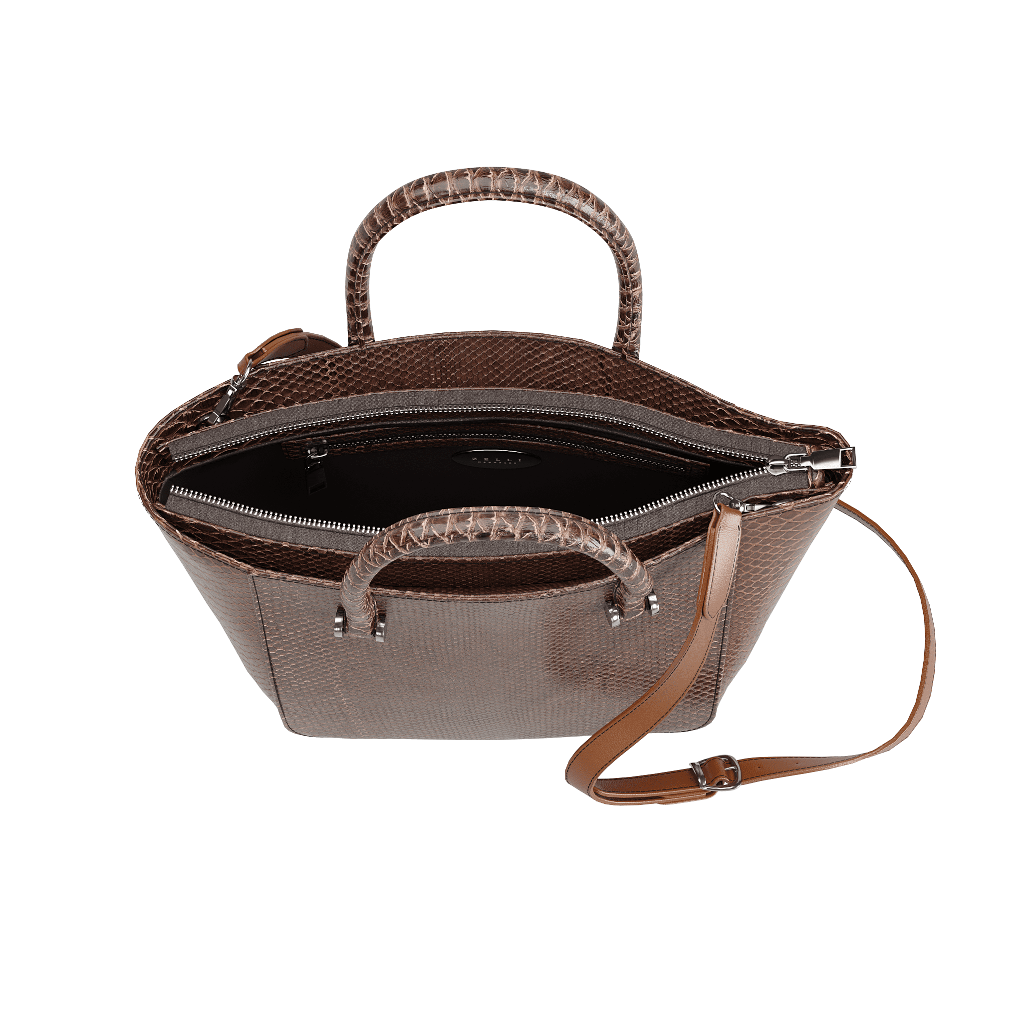 Dark Brown Fine Scale Authentic Python Tote - Zelli Handbags