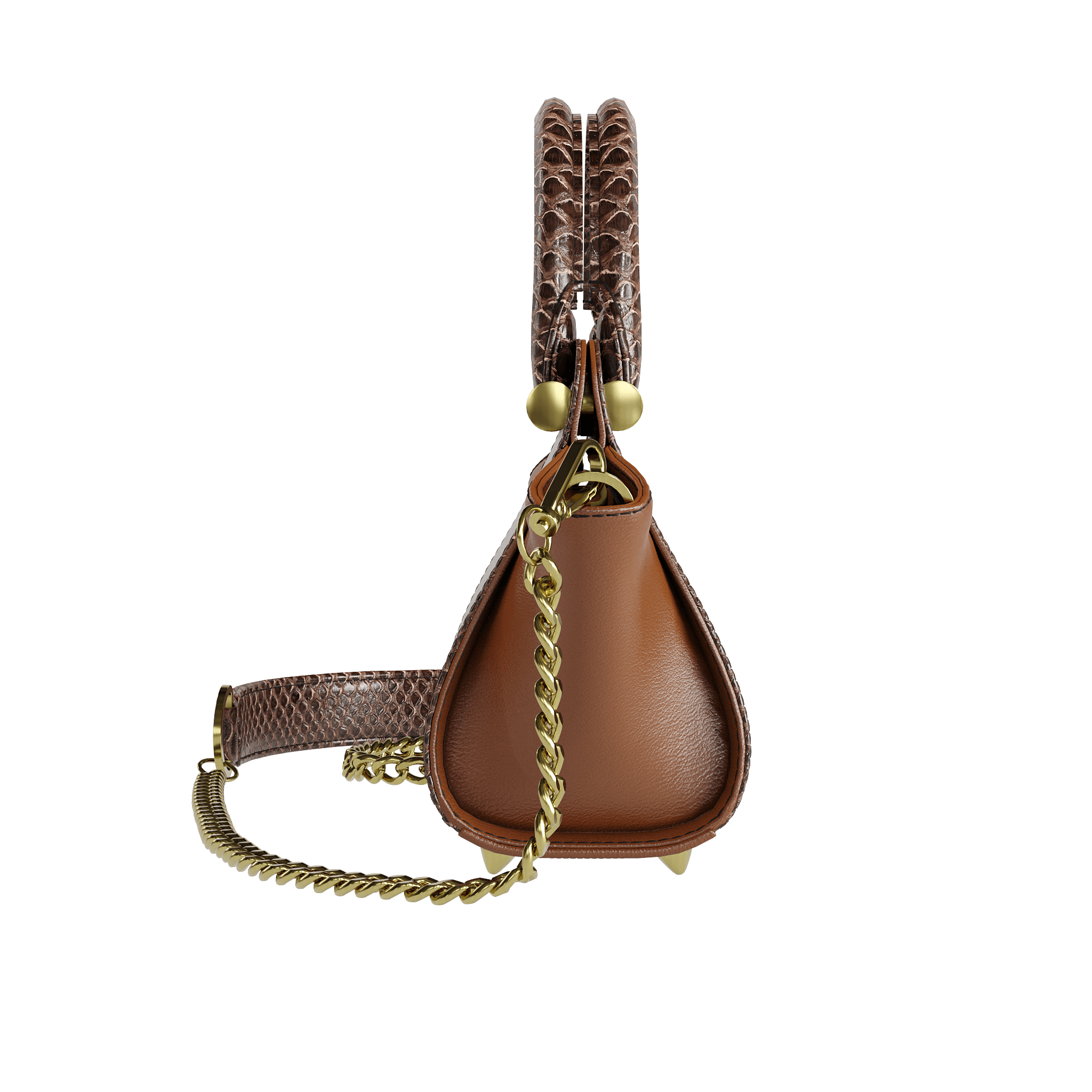 Fine Brown Python Handbag With Dark Tanned Accents - Zelli Handbags