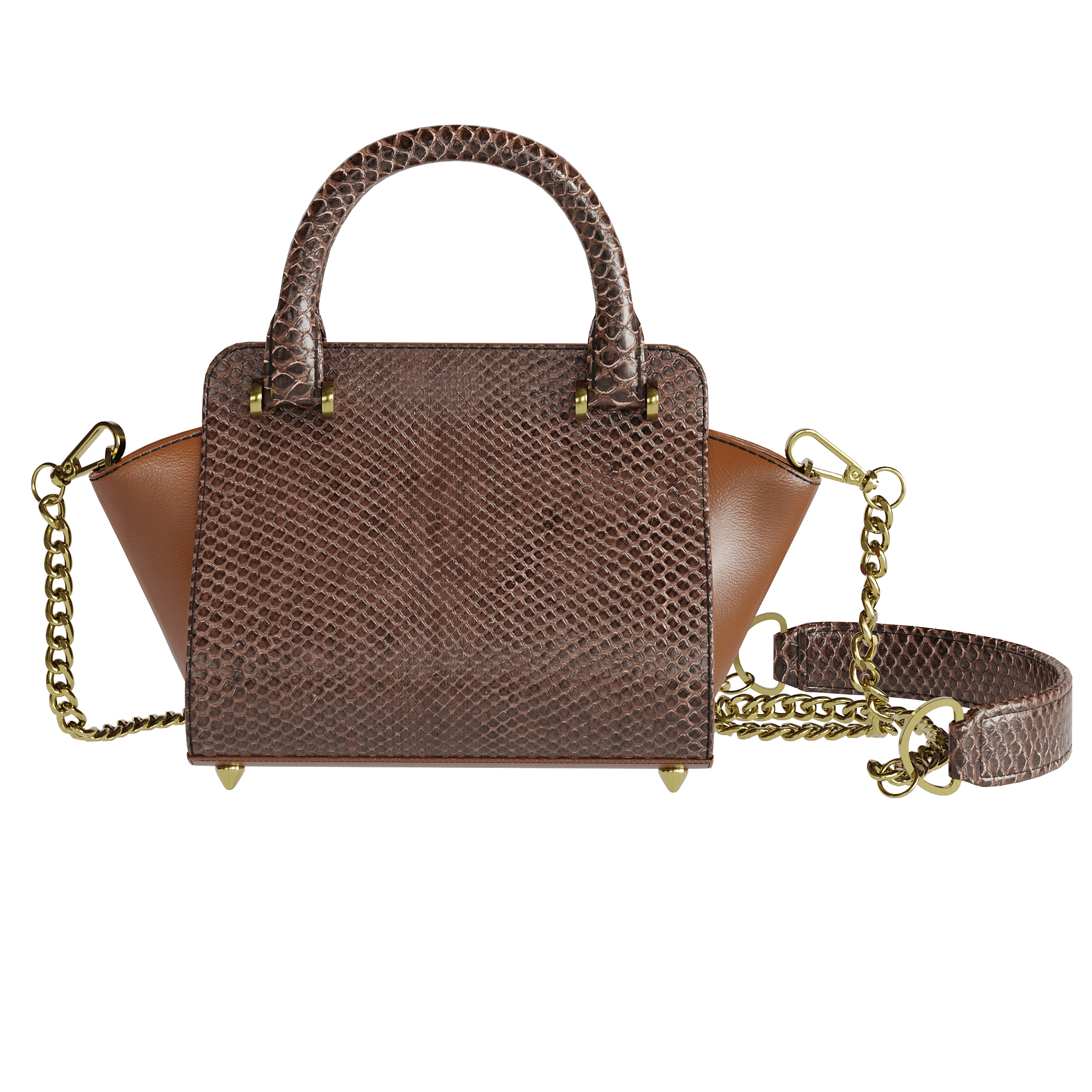 Fine Brown Python Handbag With Dark Tanned Accents - Zelli Handbags