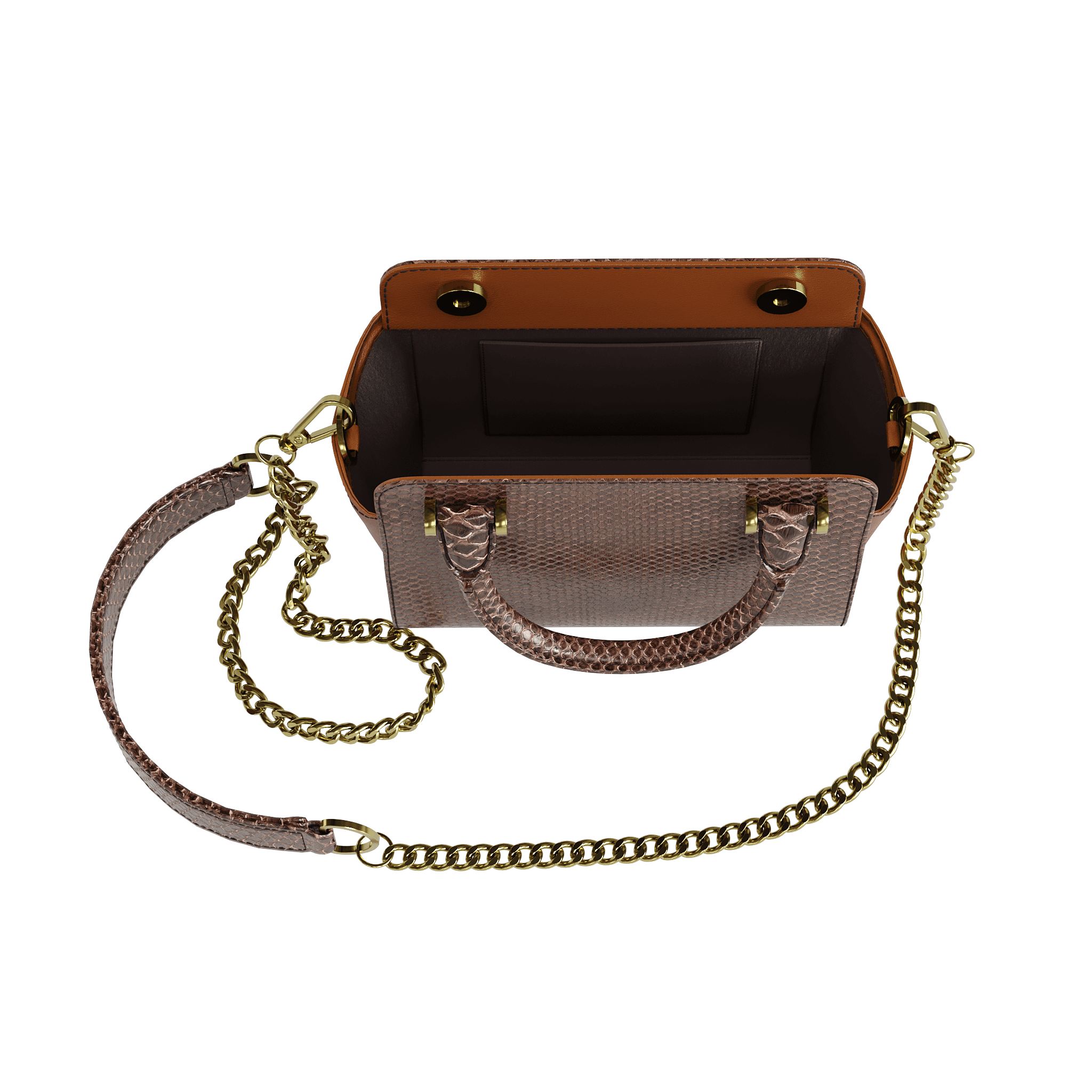 Fine Brown Python Handbag With Dark Tanned Accents - Zelli Handbags