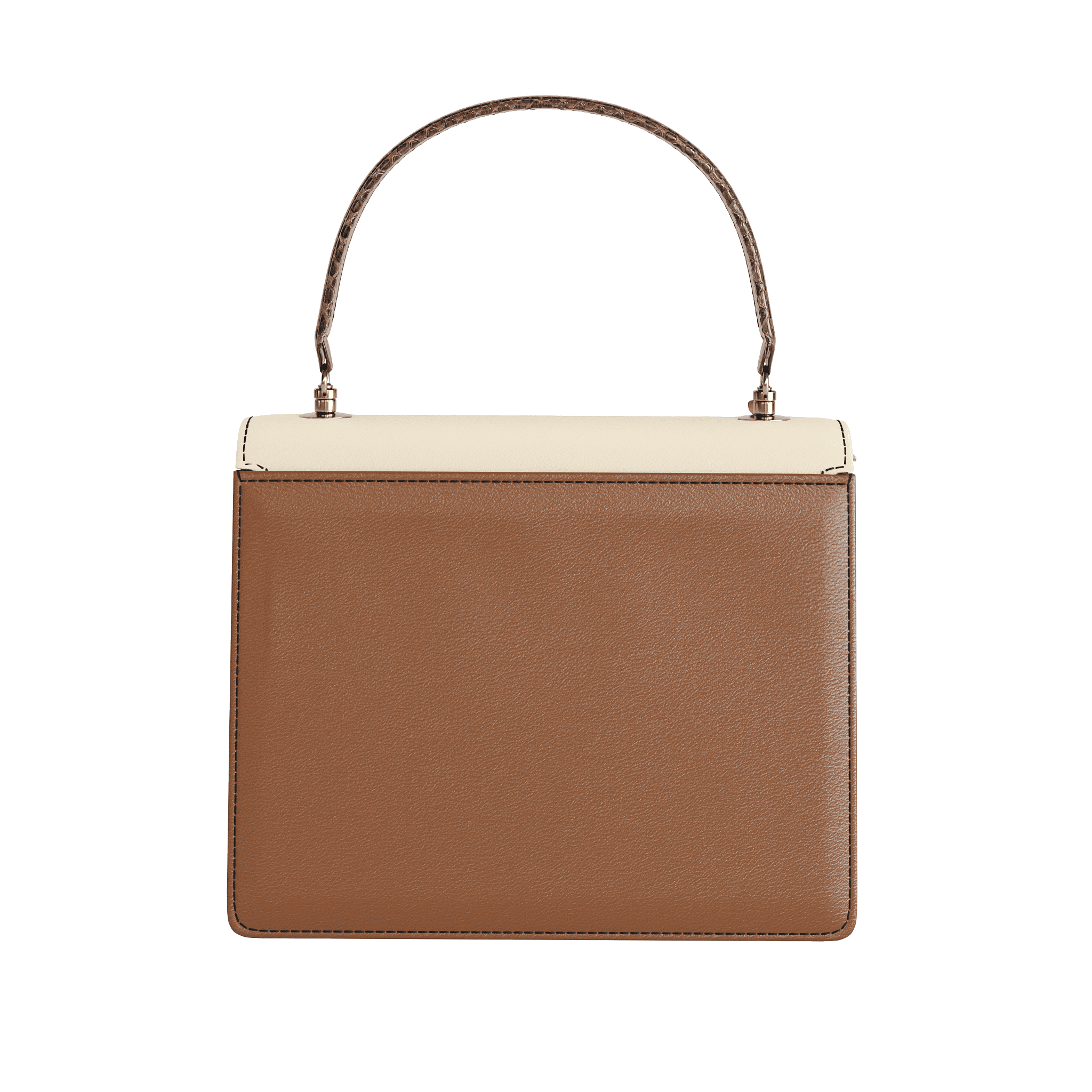 Fine Scale Brown Python Handbag With Cream Top Flap - Zelli Handbags