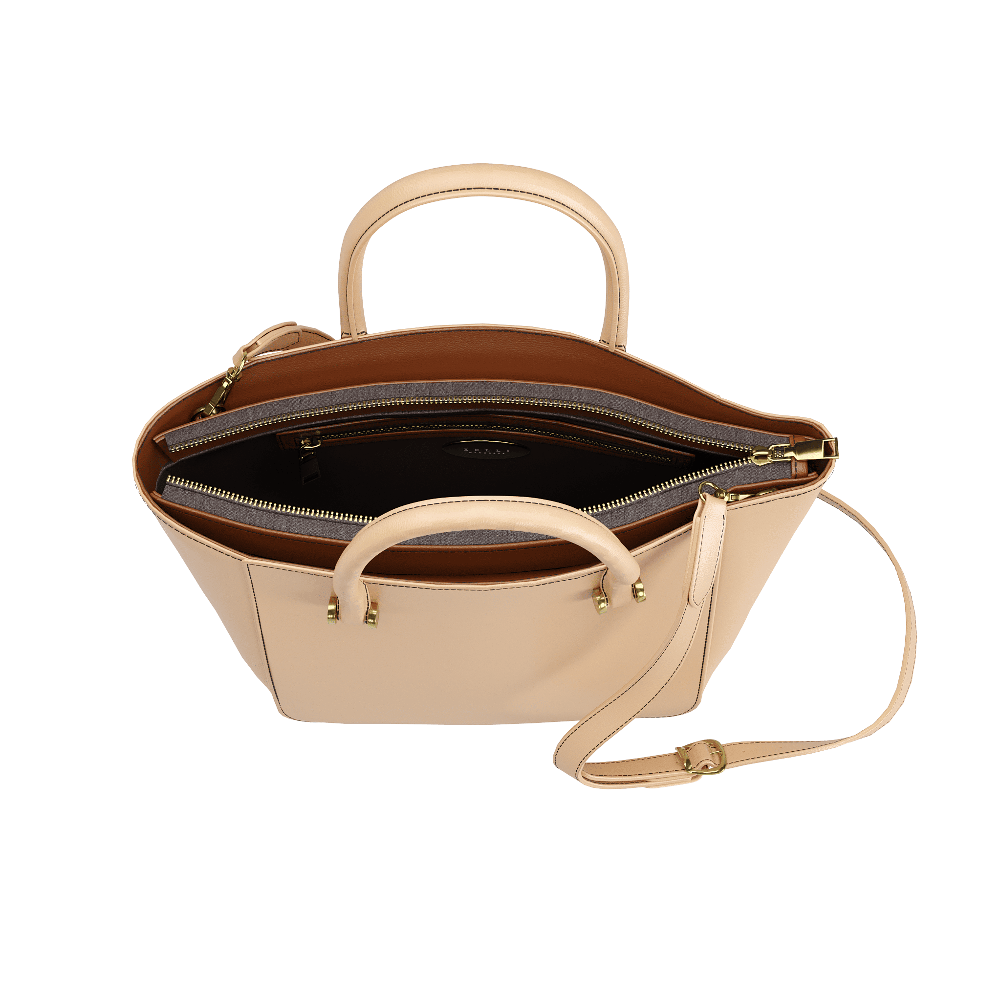 Large Tote In Patina Veggie Tanned Leather - Zelli Handbags