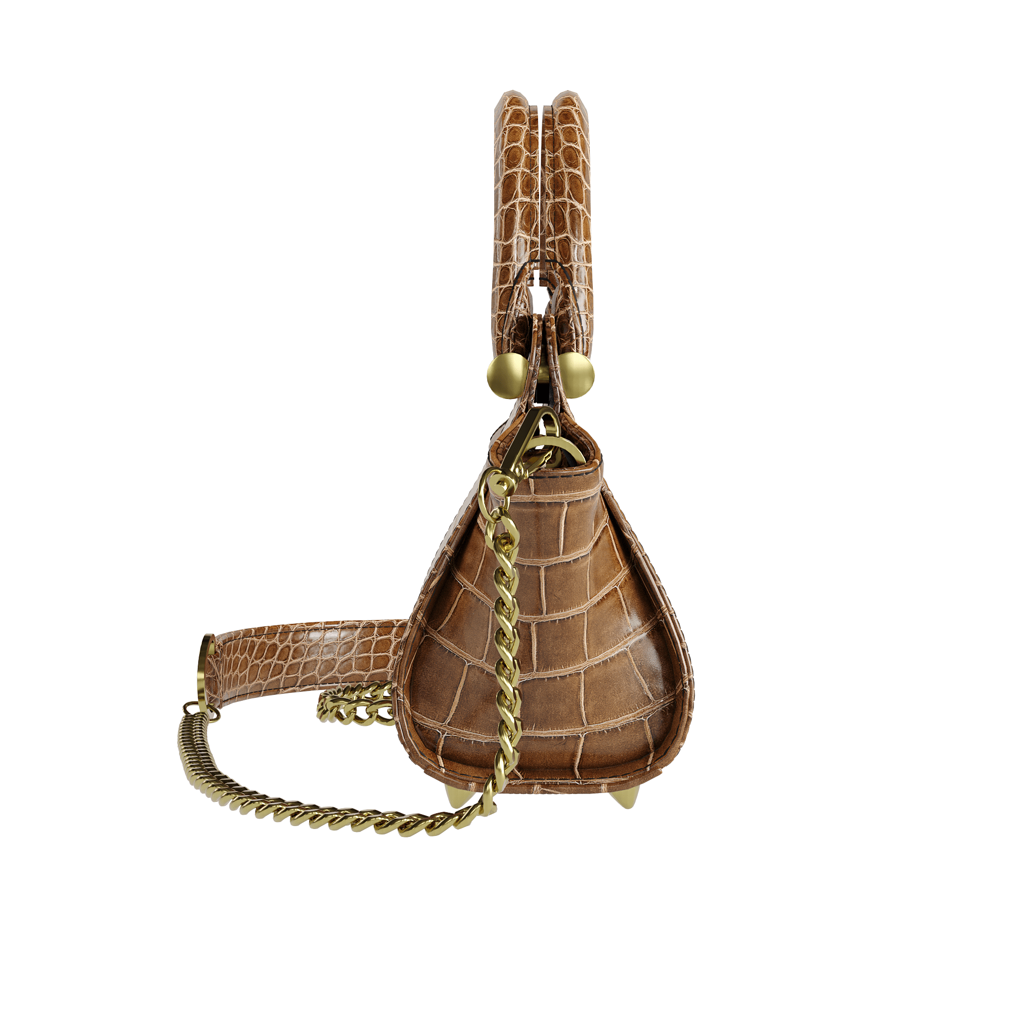 Luxury Brown Alligator Handbag With Flared Sides - Zelli Handbags