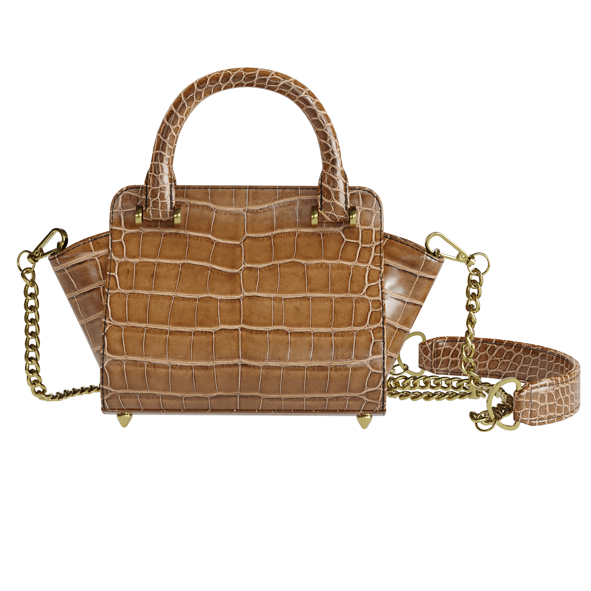 Luxury Brown Alligator Handbag With Flared Sides - Zelli Handbags