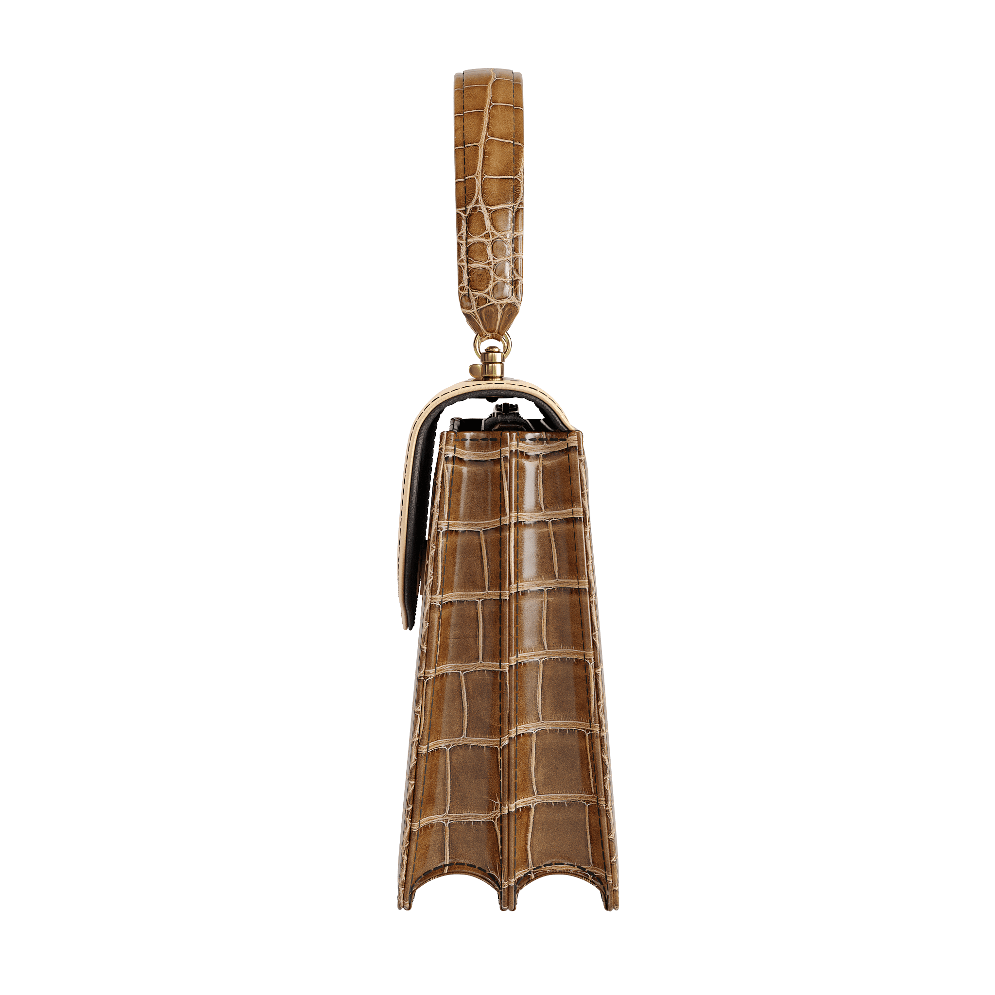 Luxury Handbag In Brown Alligator & Natural Veggie Tanned Accents - Zelli Handbags