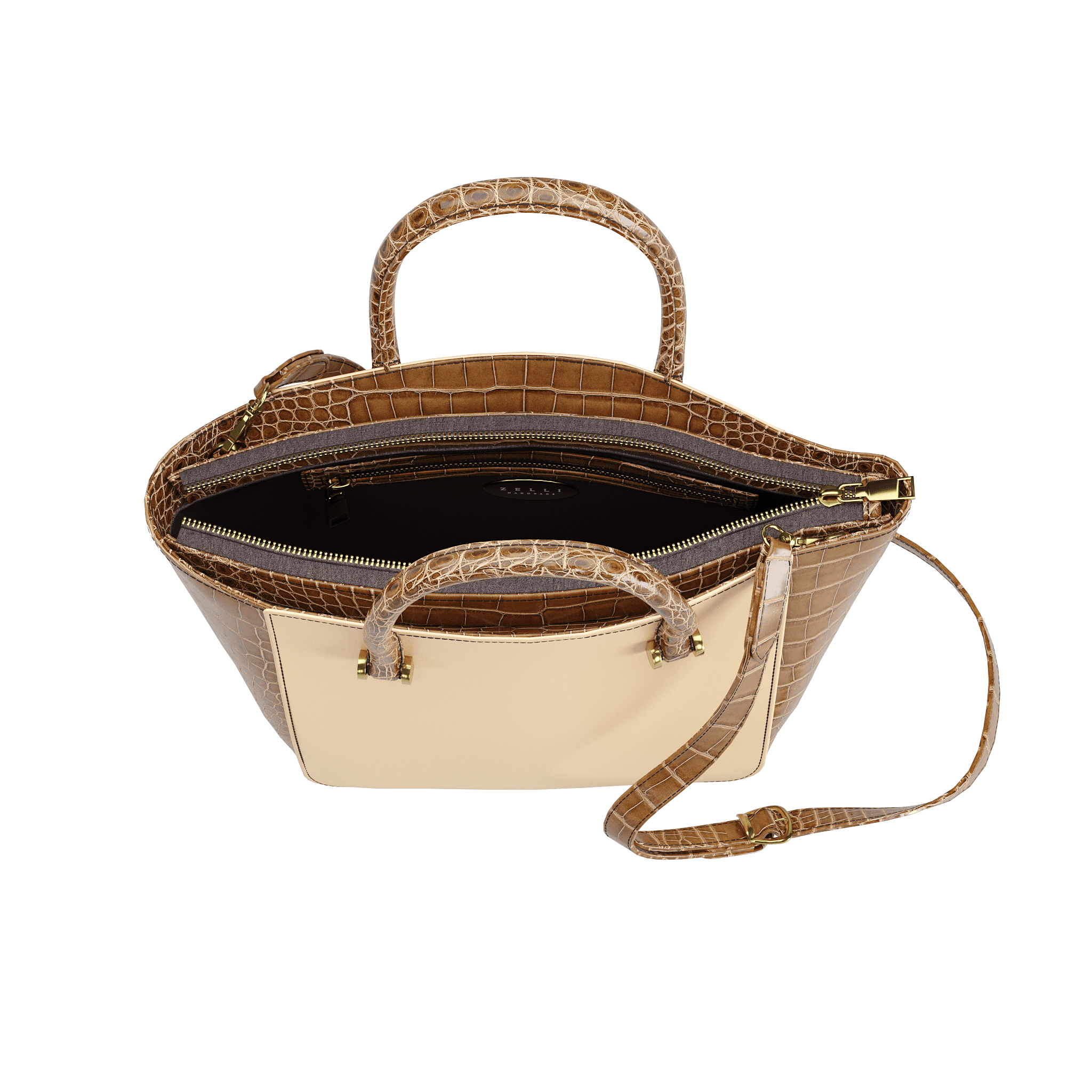 Luxury Veggie Tanned Tote With Unexpected Alligator Accents - Zelli Handbags