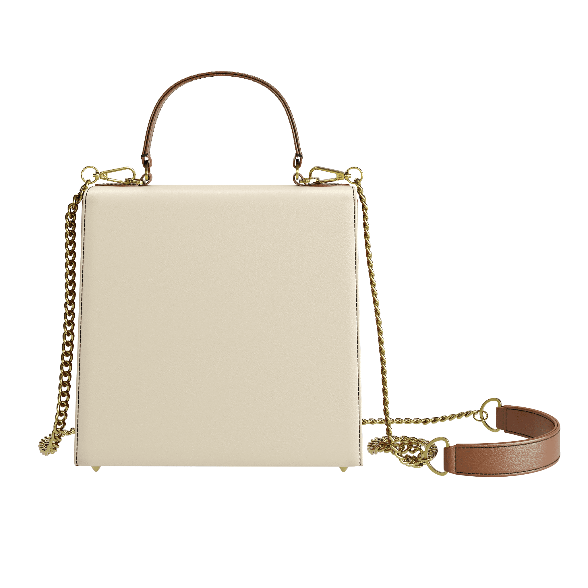 Rich Brown & Cream Box Luxury Handbag - Zelli Handbags