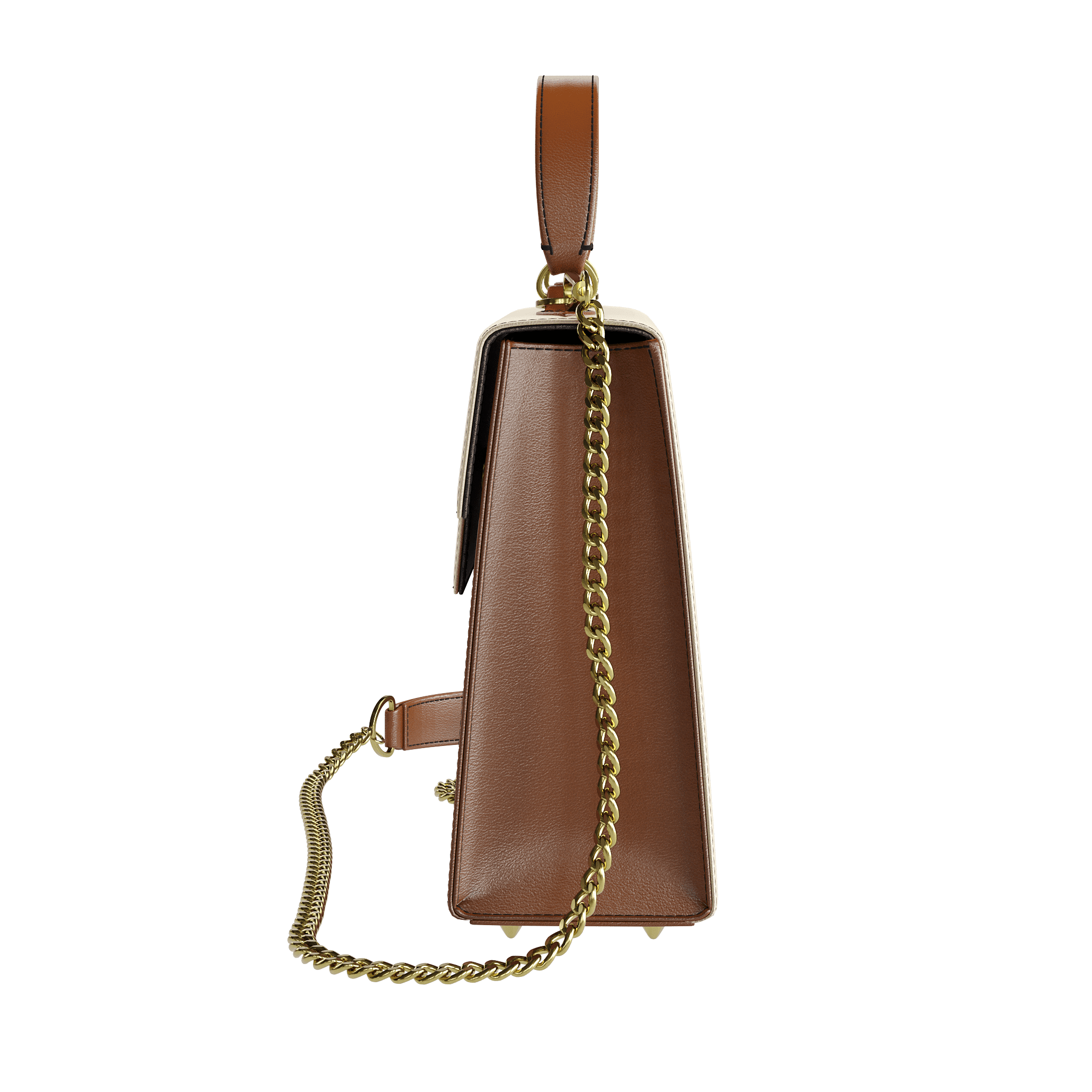 Rich Brown & Cream Box Luxury Handbag - Zelli Handbags