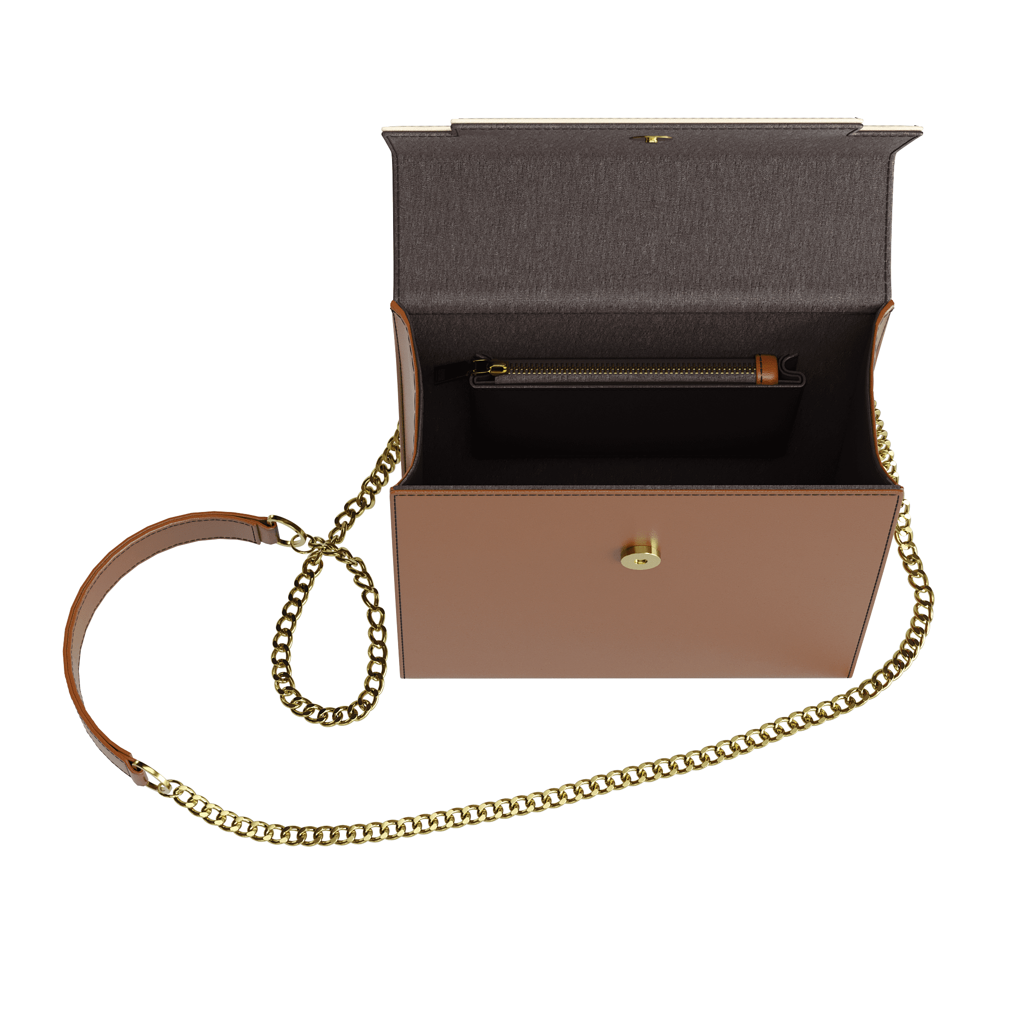 Rich Brown & Cream Box Luxury Handbag - Zelli Handbags