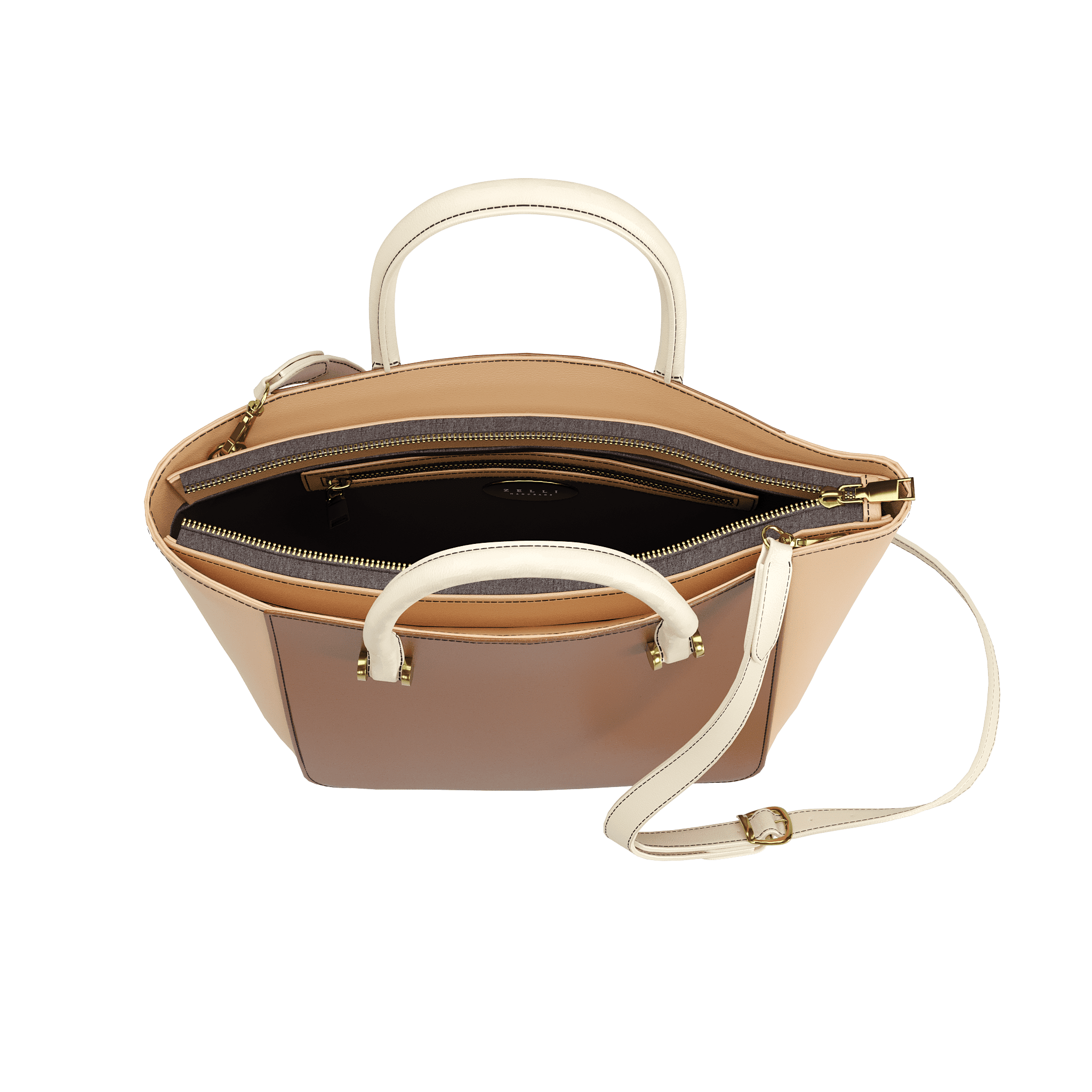 Three Tone Vegetable Tanned Tote - Zelli Handbags