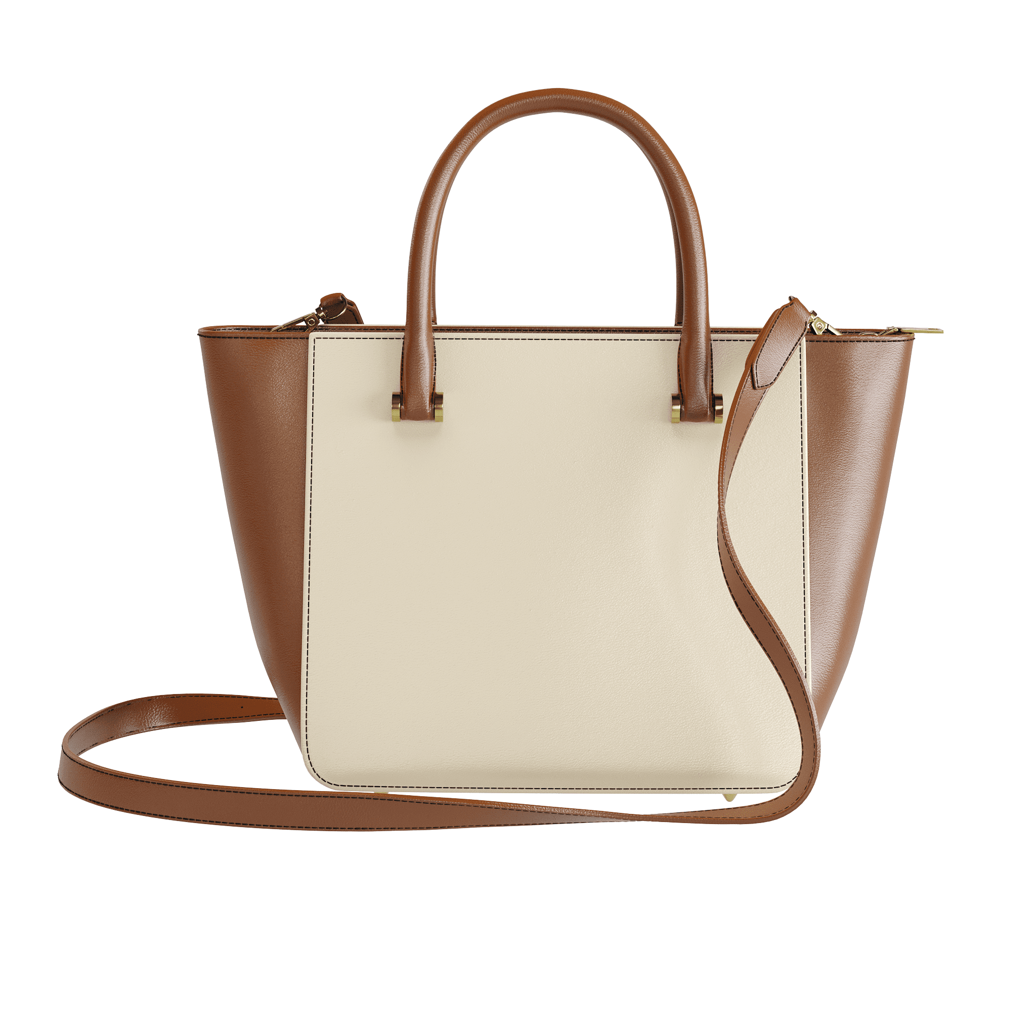 Two Tone Cream & Brown Vachetta Tote - Zelli Handbags