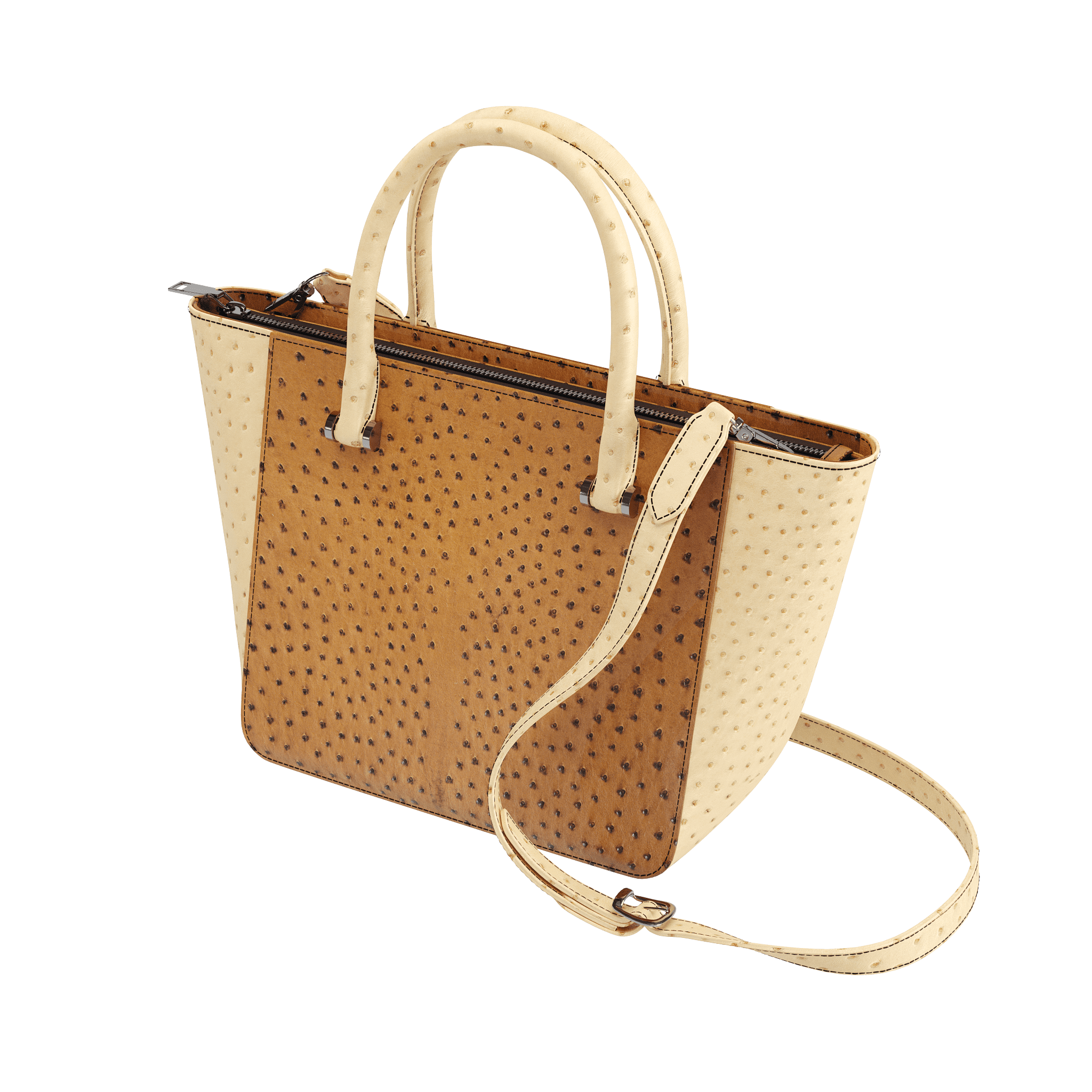 Two Tone Luxury Ostrich Tote - Zelli Handbags