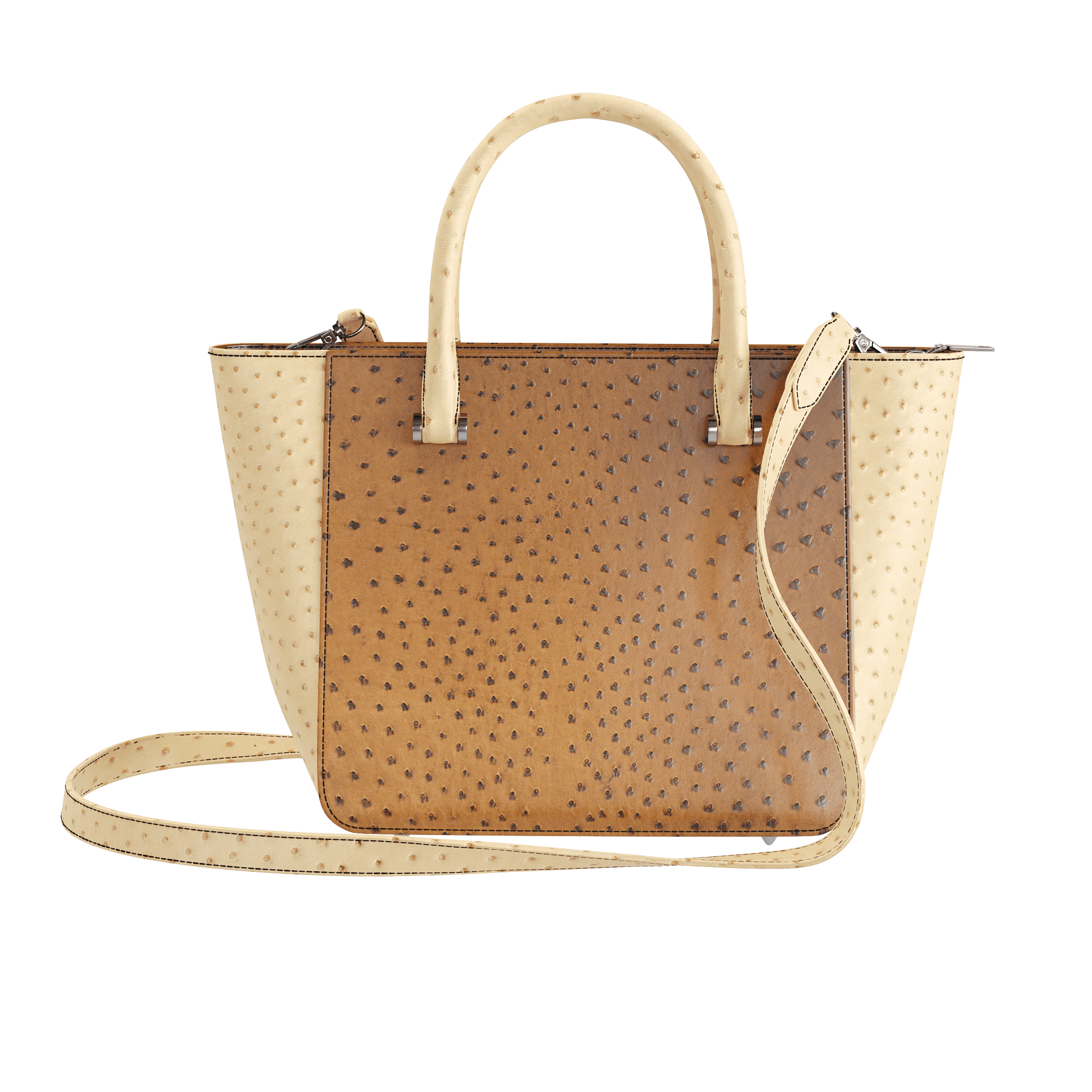 Two Tone Luxury Ostrich Tote - Zelli Handbags
