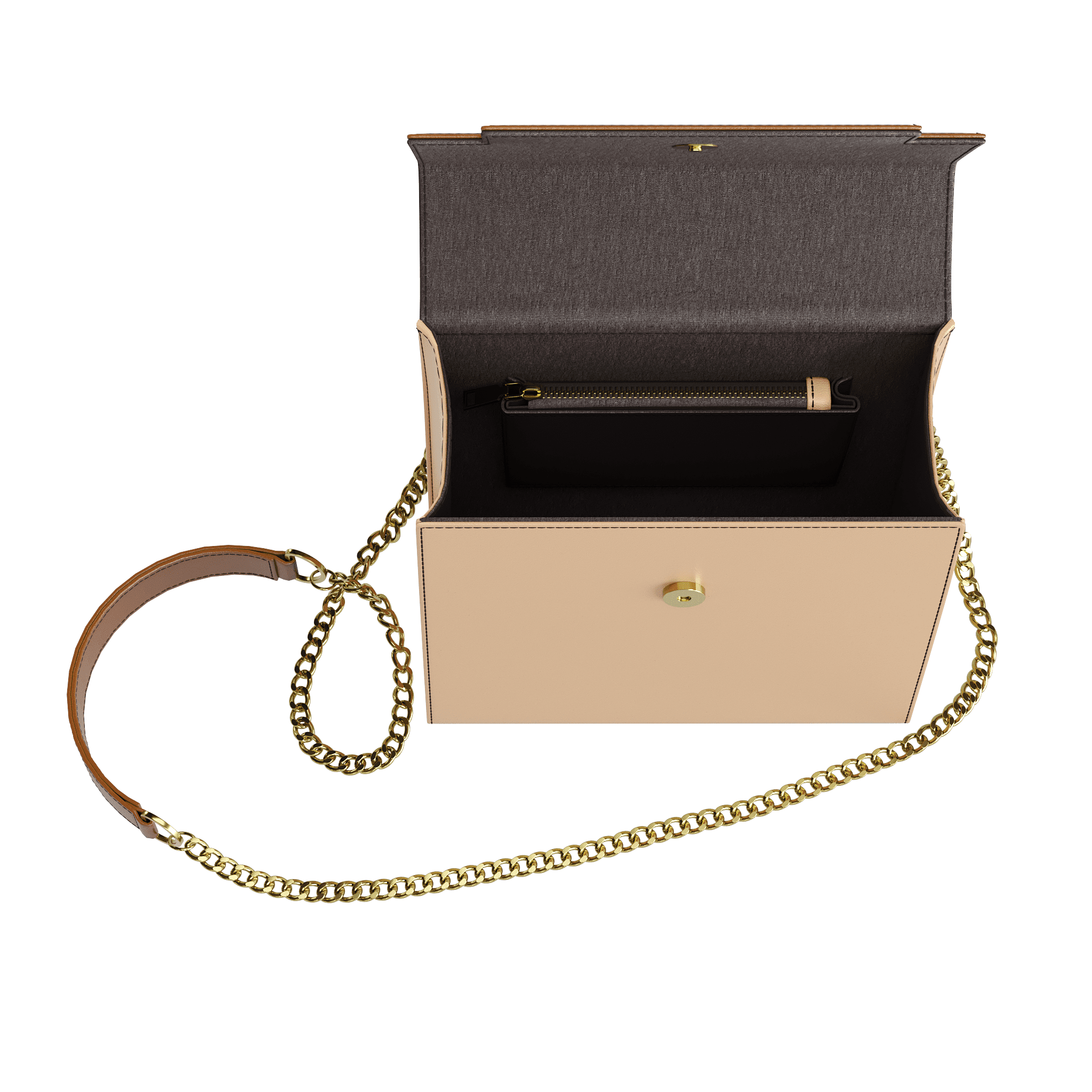 Two Toned Brown Box Bag - Zelli Handbags