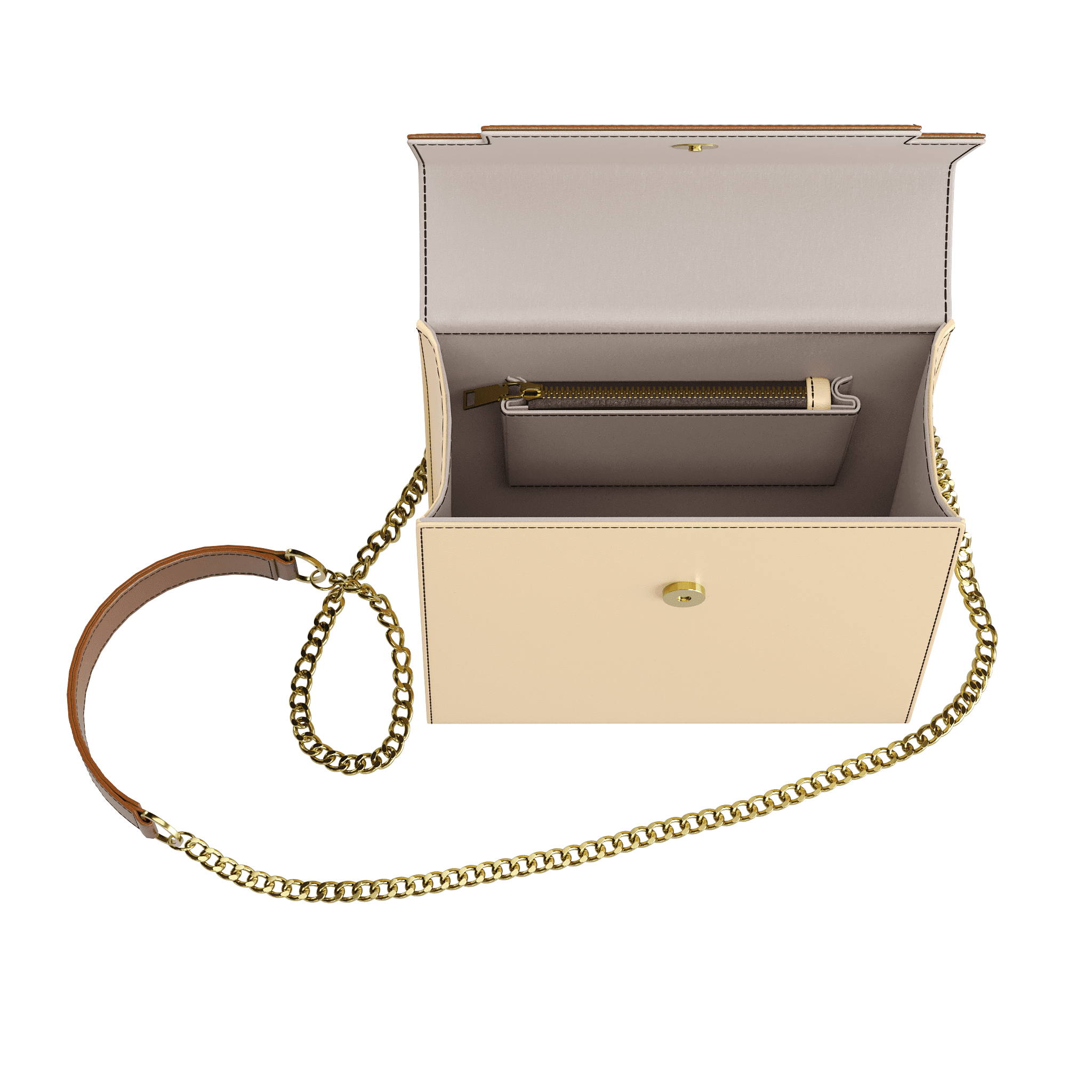 Two Toned Luxury Handbag In Natural & Brown - Zelli Handbags