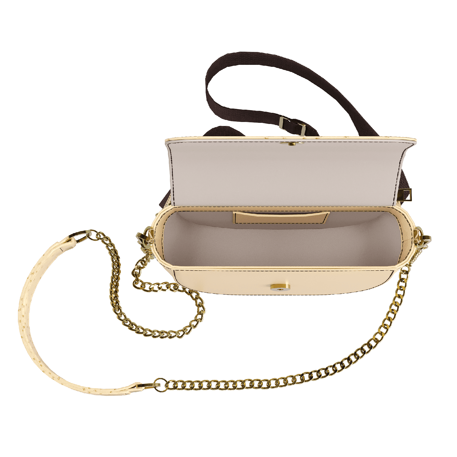 Wheat Ostrich Hip Bag with Natural And Brown Accents - Zelli Handbags