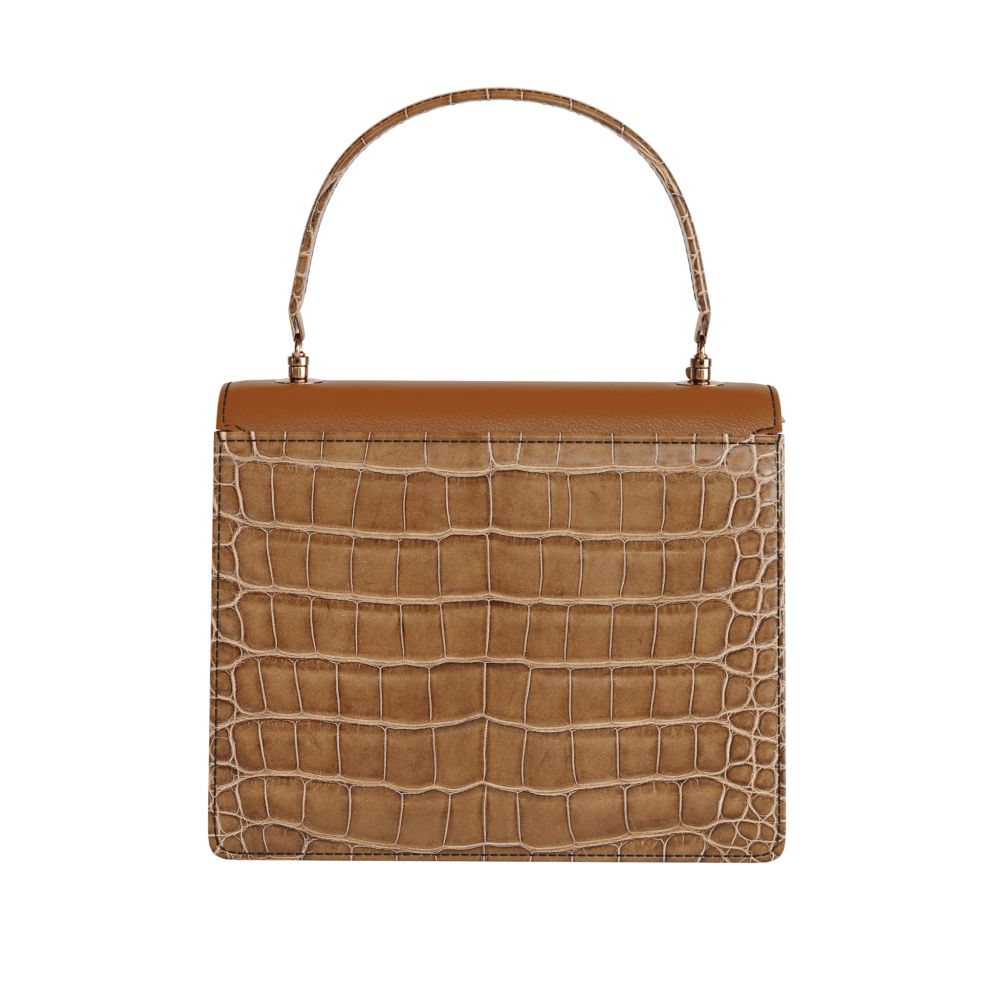 Classic Authentic Alligator Handbag With Dark Brown Top Flap - Zelli Handbags