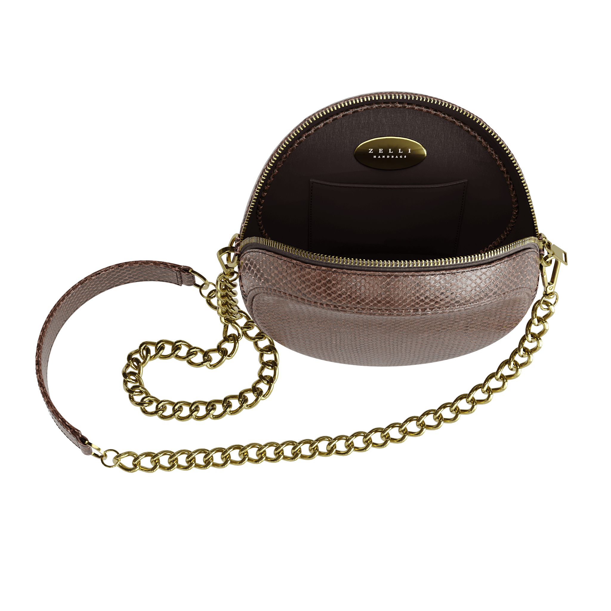 Fine Brown Scale Python Canteen Bag - Zelli Handbags