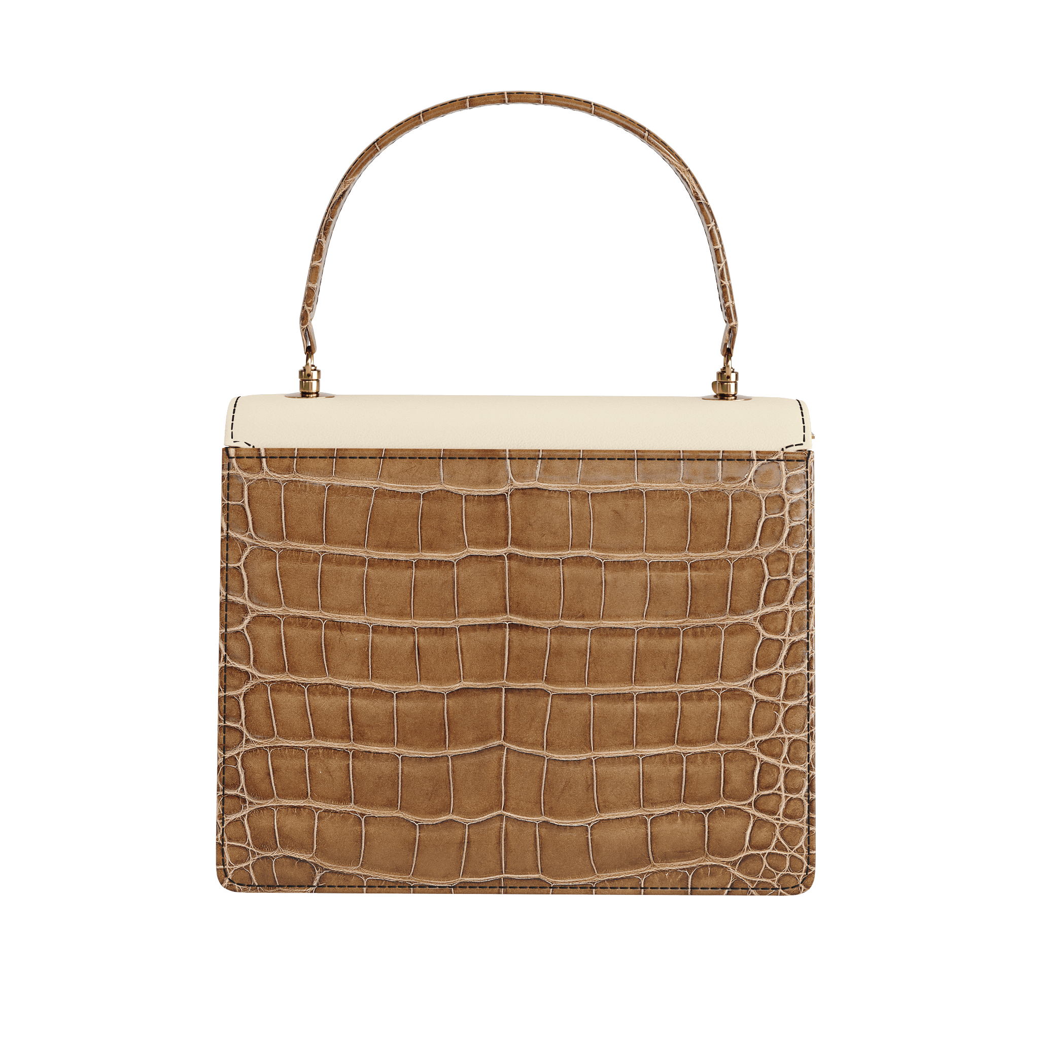 Luxury Authentic Alligator Handbag With Cream Top Flap - Zelli Handbags