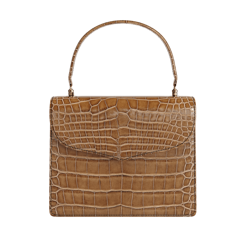 Genuune alligator ハンドルバック luxury-brown-authentic-