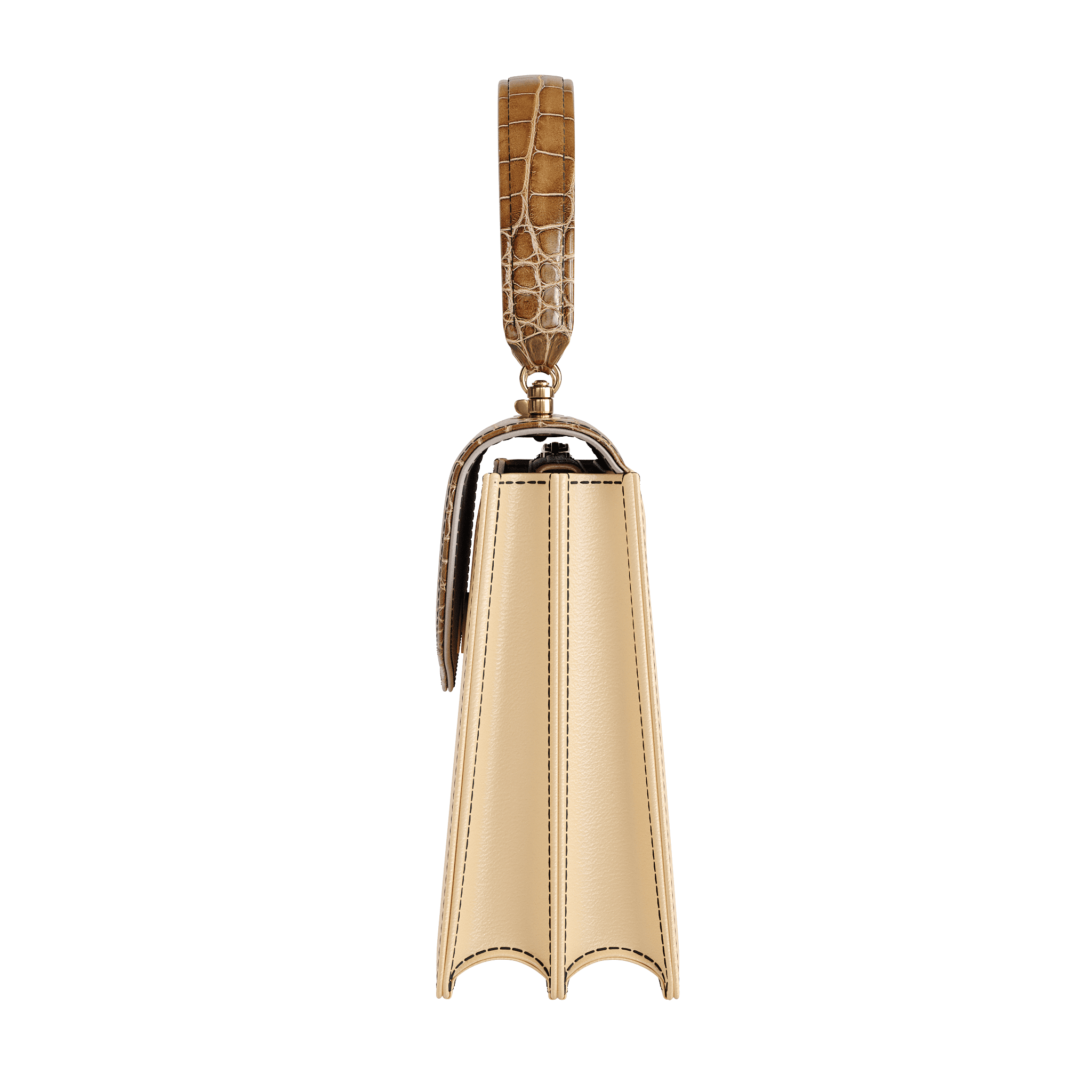 Natural Vegetable Tanned Handbag With Authentic Alligator Flap - Zelli Handbags