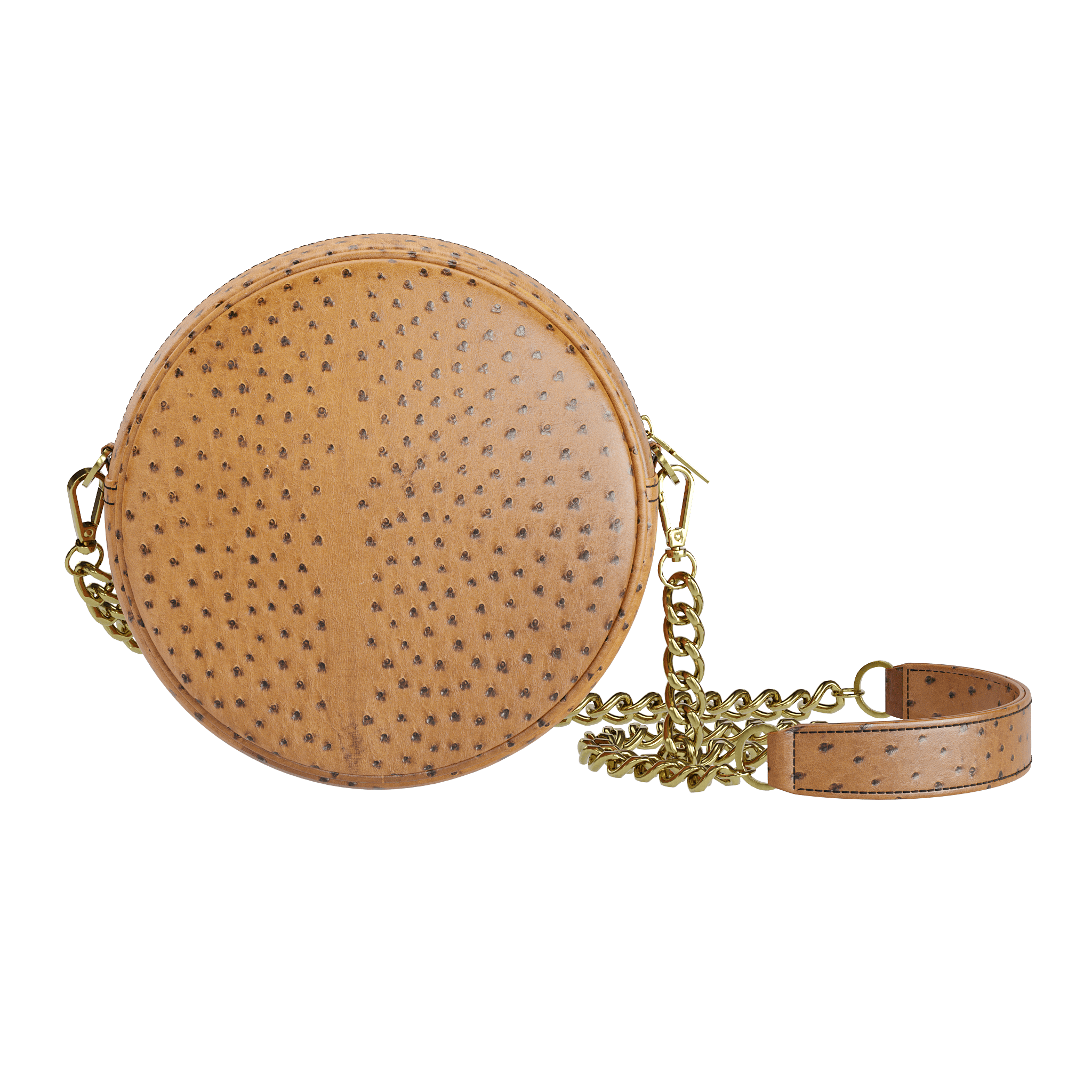 Tobacco Tone Ostrich Canteen Bag - Zelli Handbags
