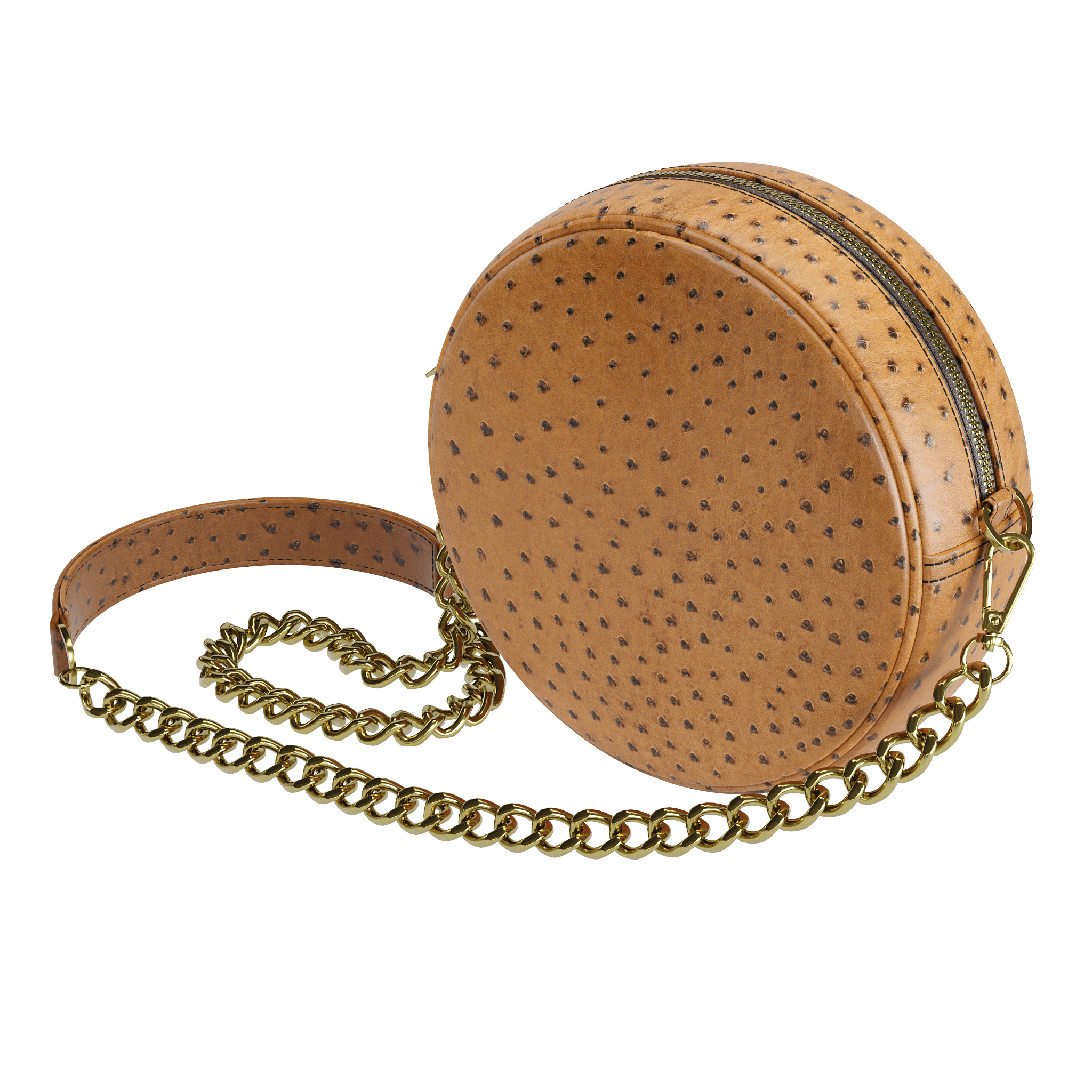 Tobacco Tone Ostrich Canteen Bag - Zelli Handbags